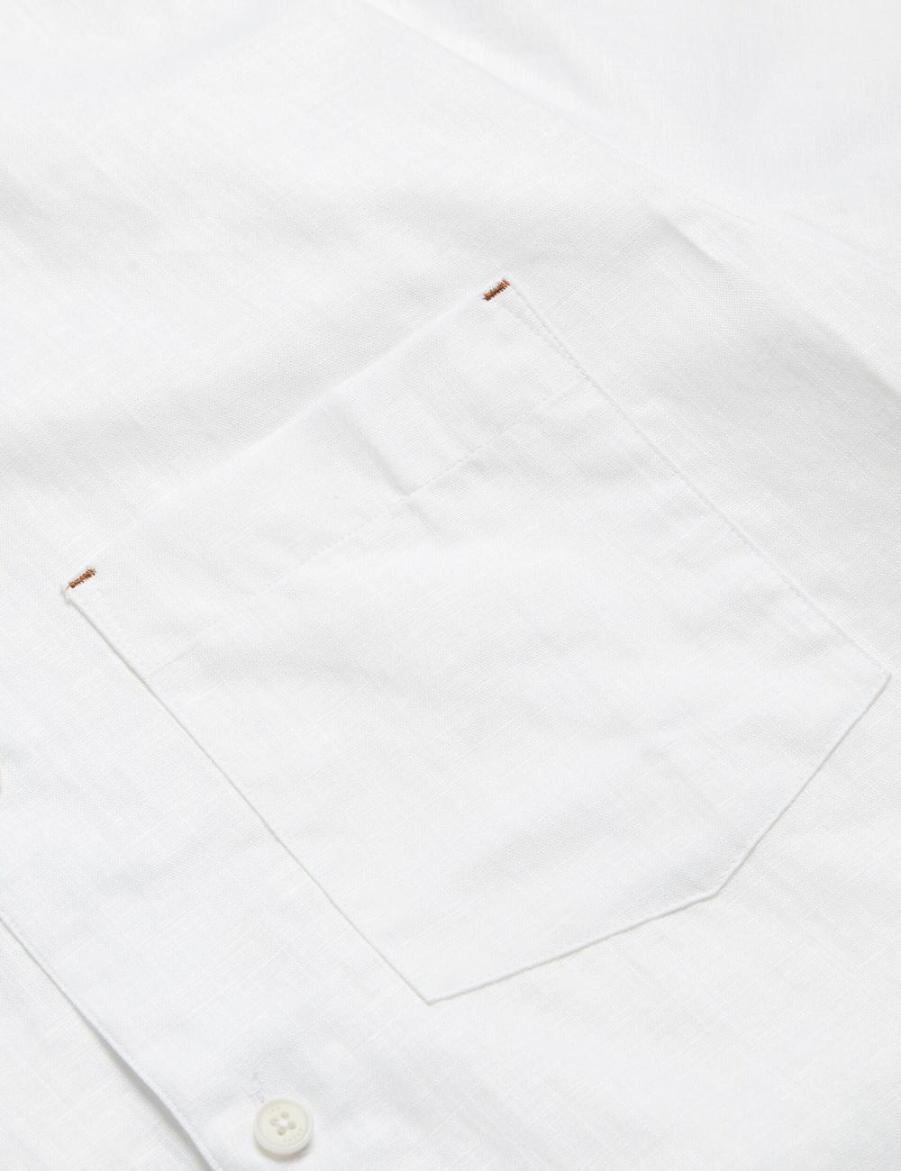 Ted Baker PALOMAS - Short Sleeve Textured Linen Cotton シャツ メンズ 白 | Japan  ZTBP-10528
