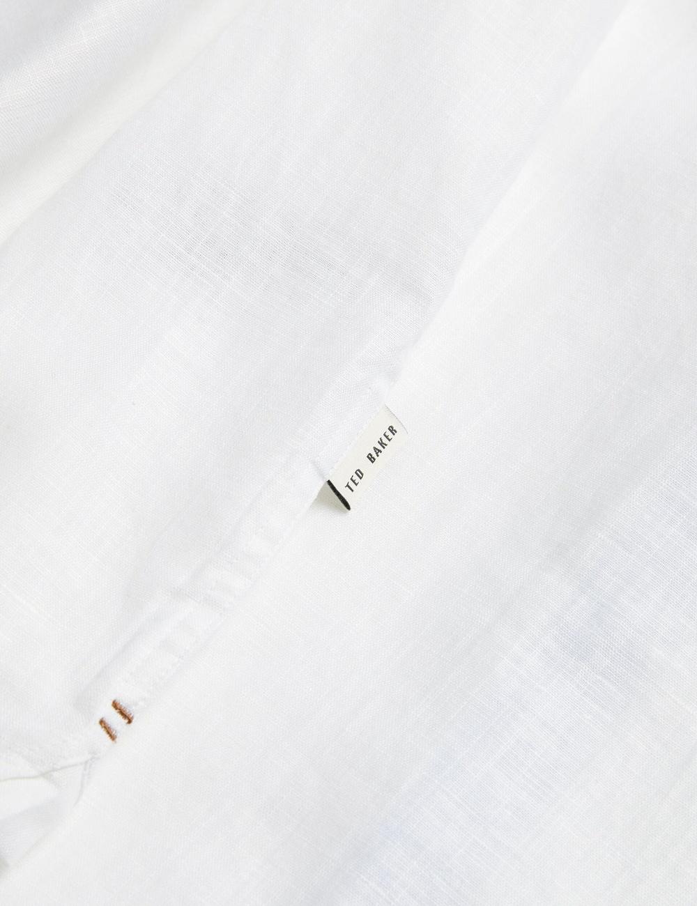 Ted Baker PALOMAS - Short Sleeve Textured Linen Cotton シャツ メンズ 白 | Japan  ZTBP-10528