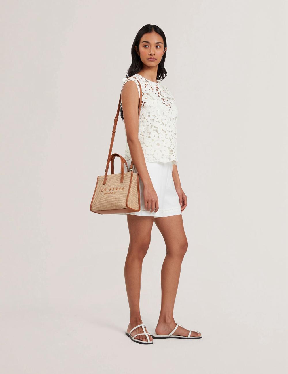 Ted Baker PAOLINA - Faux Raffia PU Trim Small トートバッグ レディース Camel | Japan  DZVN-09356