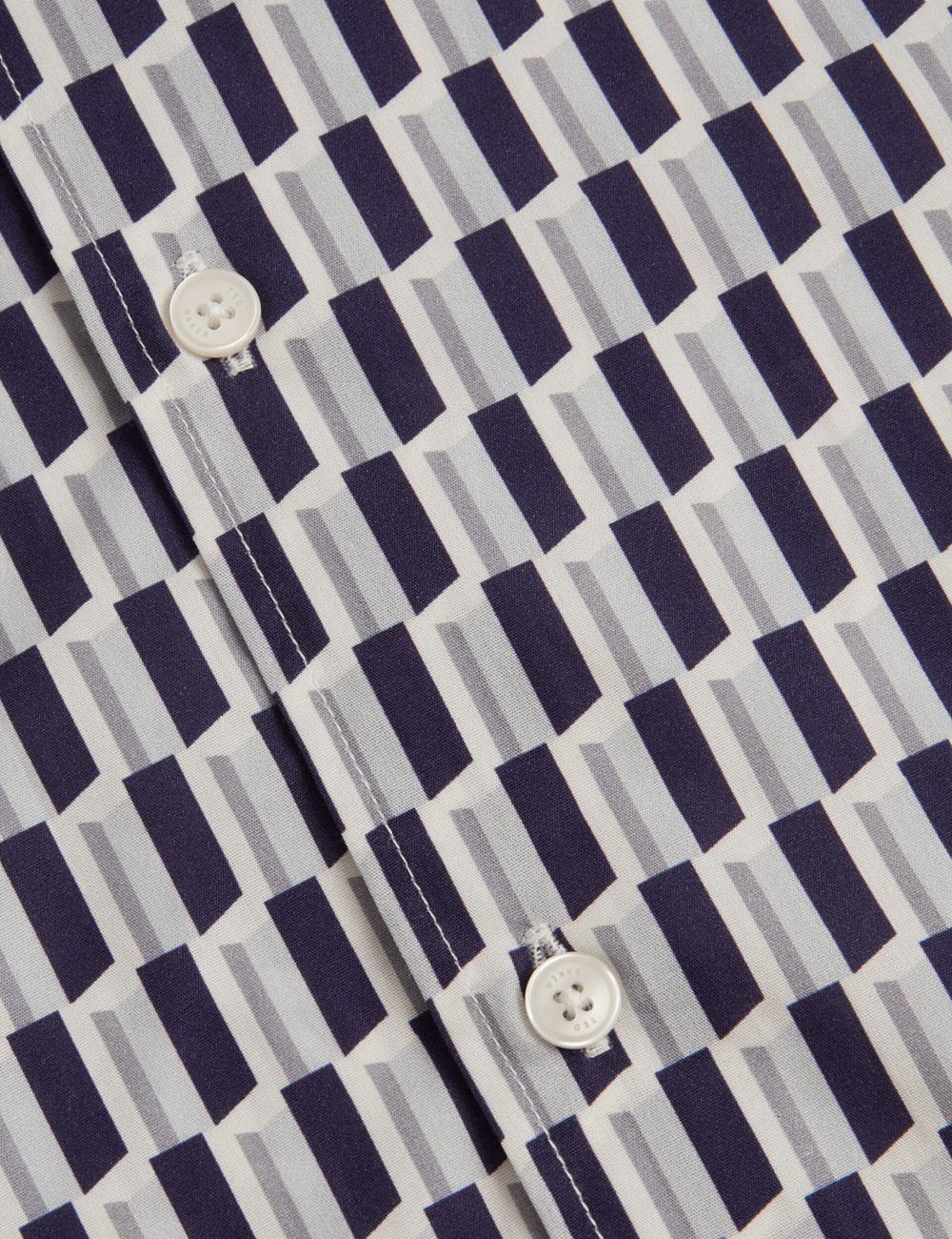 Ted Baker PEARSOS - Geo Print Short Sleeve Cotton シャツ メンズ ネイビー | Japan  FQWP-57364