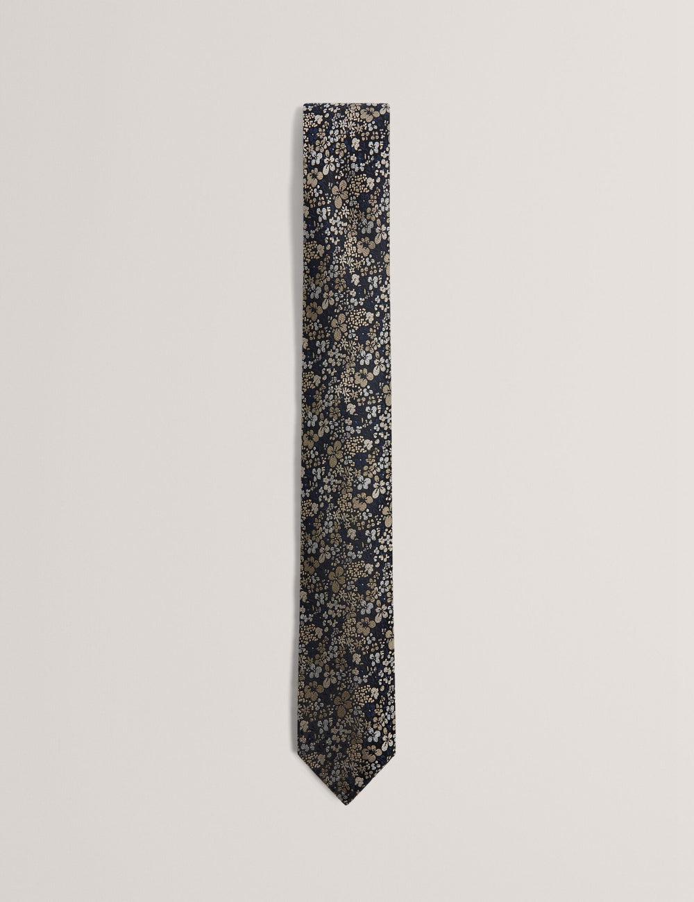 Ted Baker PEATYS - Scattered Floral Print Silk ネクタイ メンズ ネイビー | Japan  ERWN-49186