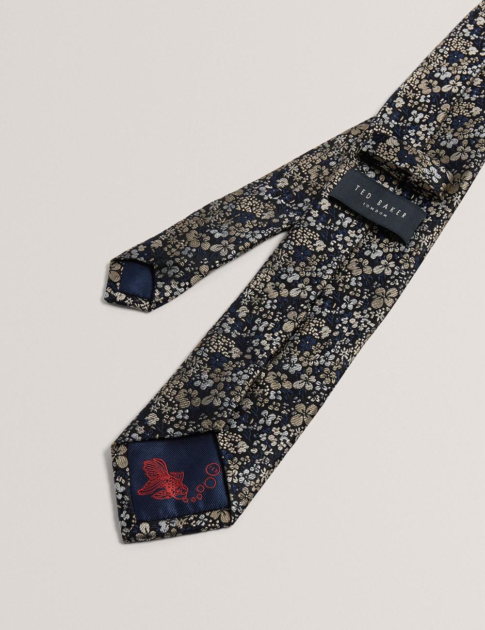 Ted Baker PEATYS - Scattered Floral Print Silk ネクタイ メンズ ネイビー | Japan  ERWN-49186