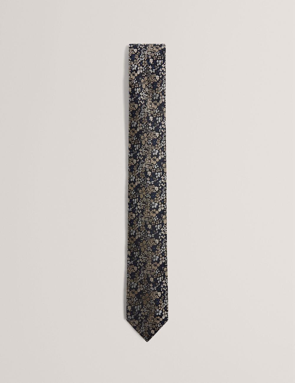 Ted Baker PEATYS - Scattered Floral Print Silk ネクタイ メンズ ネイビー | Japan  ERWN-49186