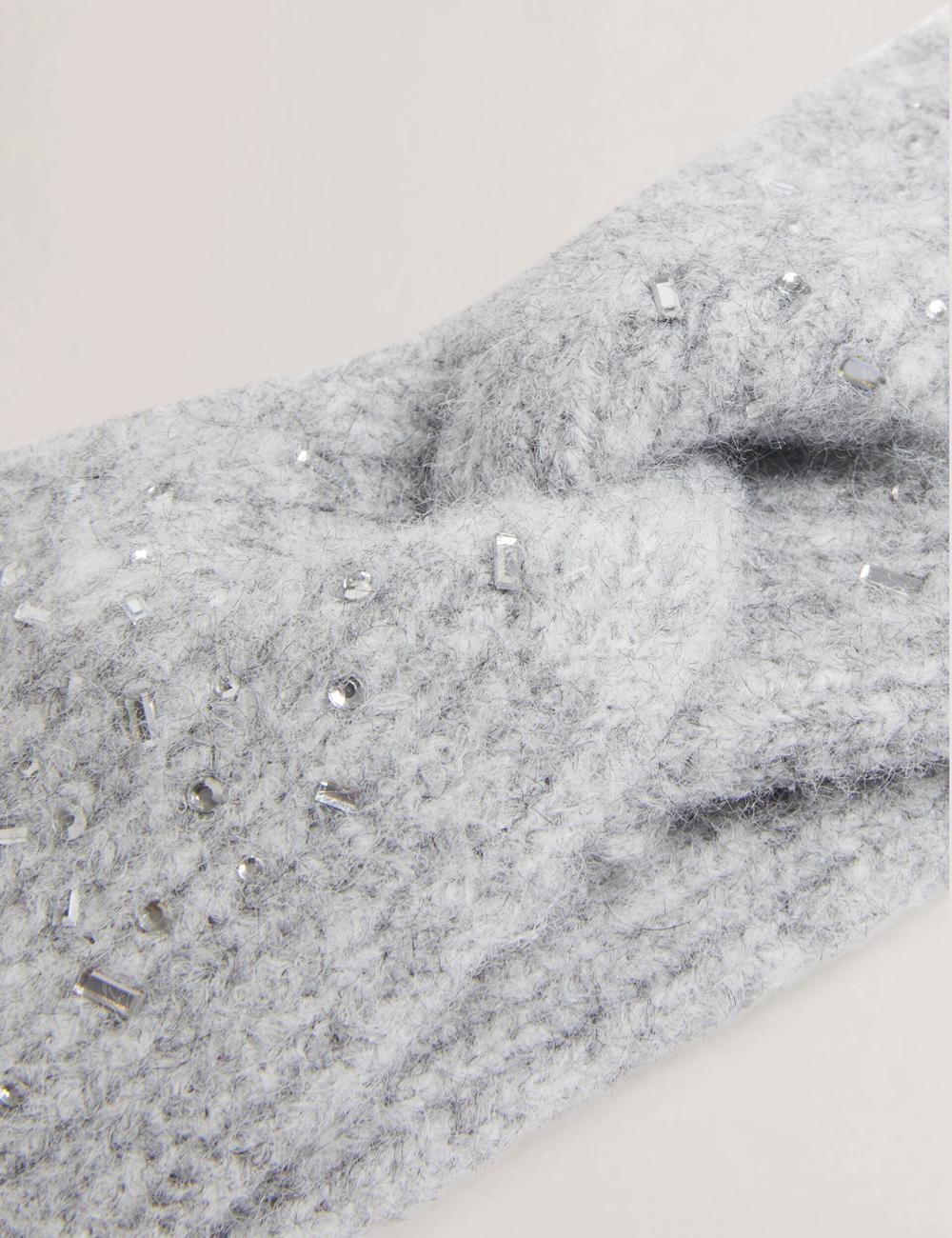Ted Baker PENAOPA - Rhinestone Detail Knitted ヘッドバンド レディース グレー | Japan  LDUZ-92867