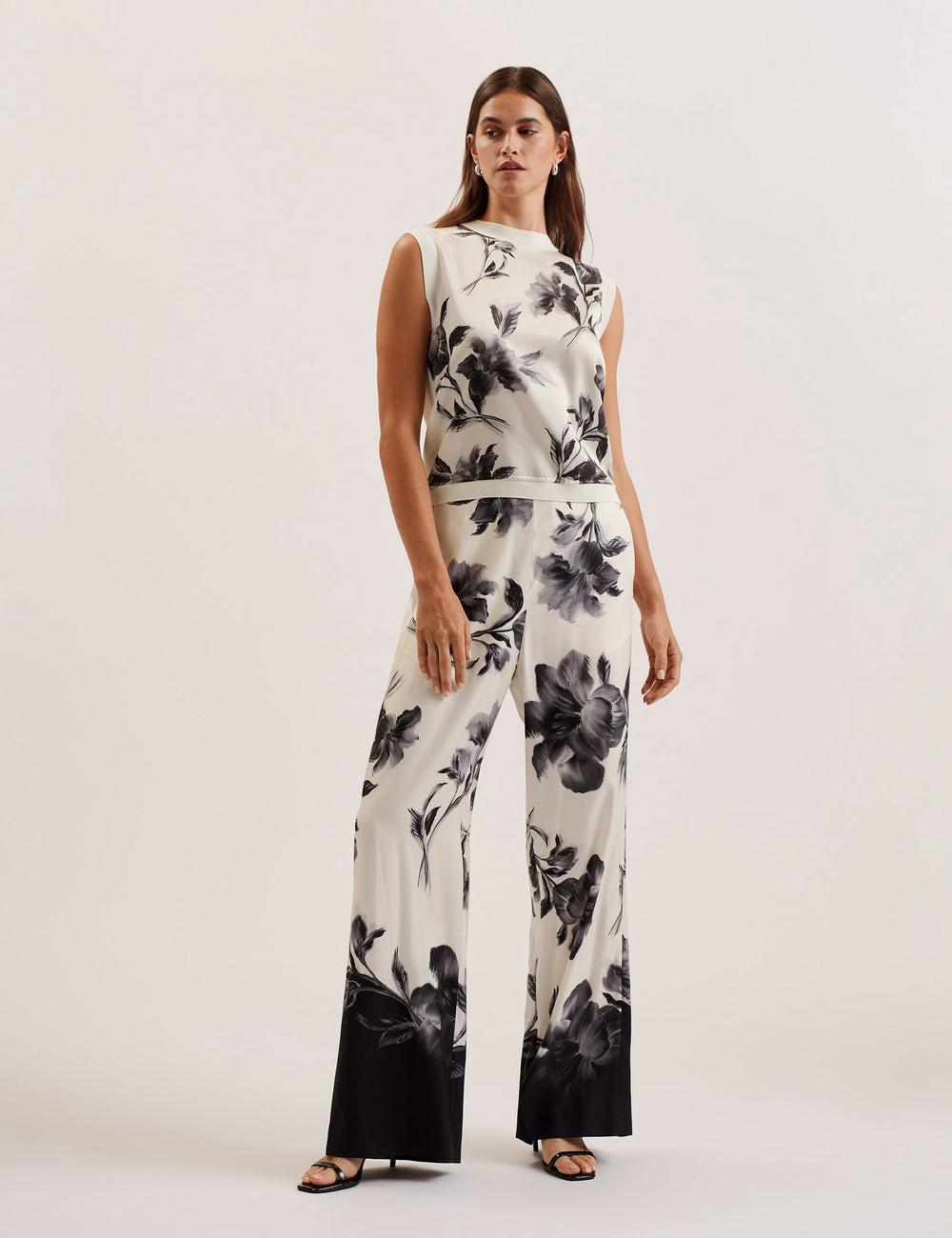 Ted Baker PERLOMA - Printed Woven Front Knitted トップス レディース Ivory | Japan  JOKM-18340