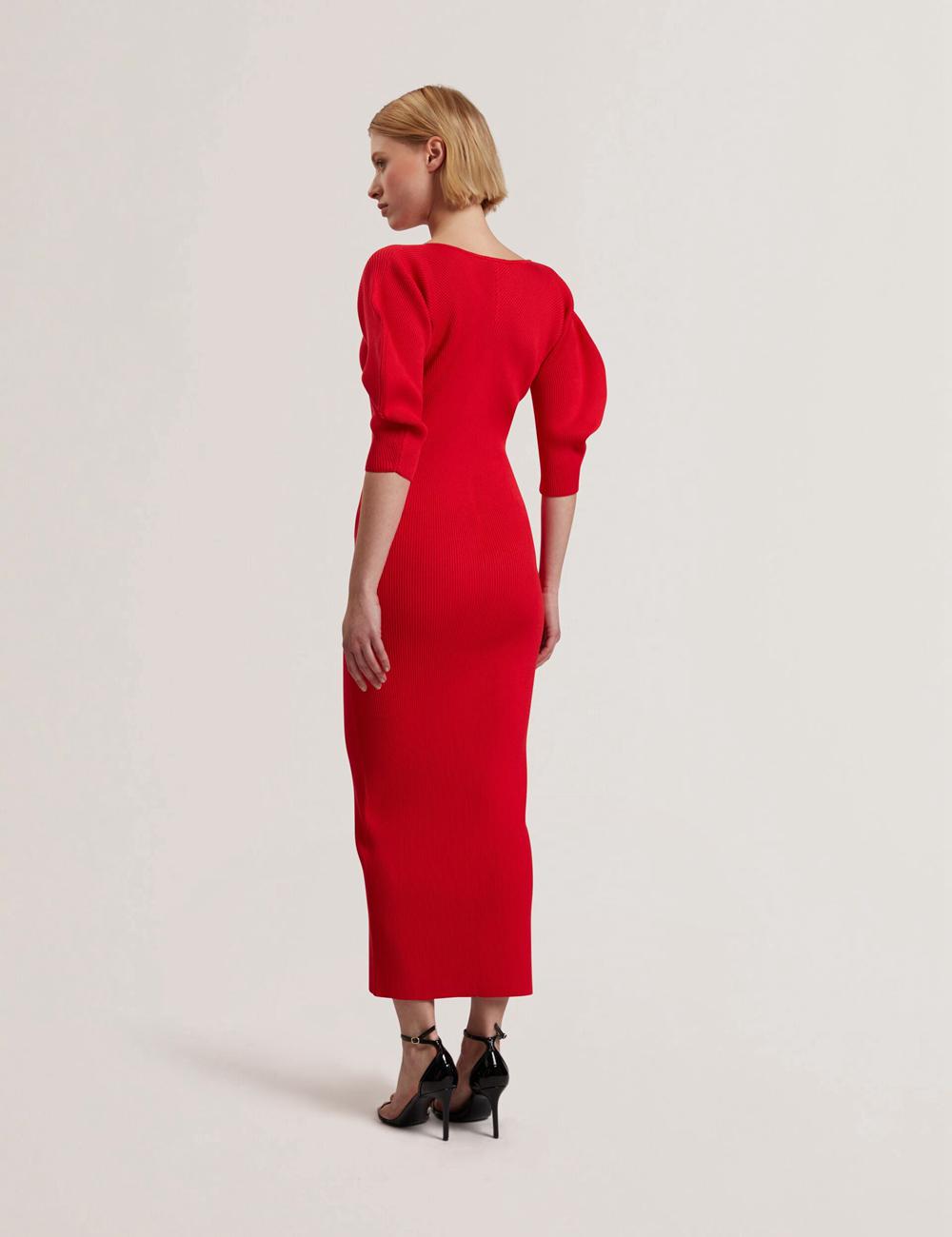 Ted Baker PRICILA - Shaped Sleeve Knitted Bodycon ミディドレス レディース 赤 | Japan  TJPX-52478