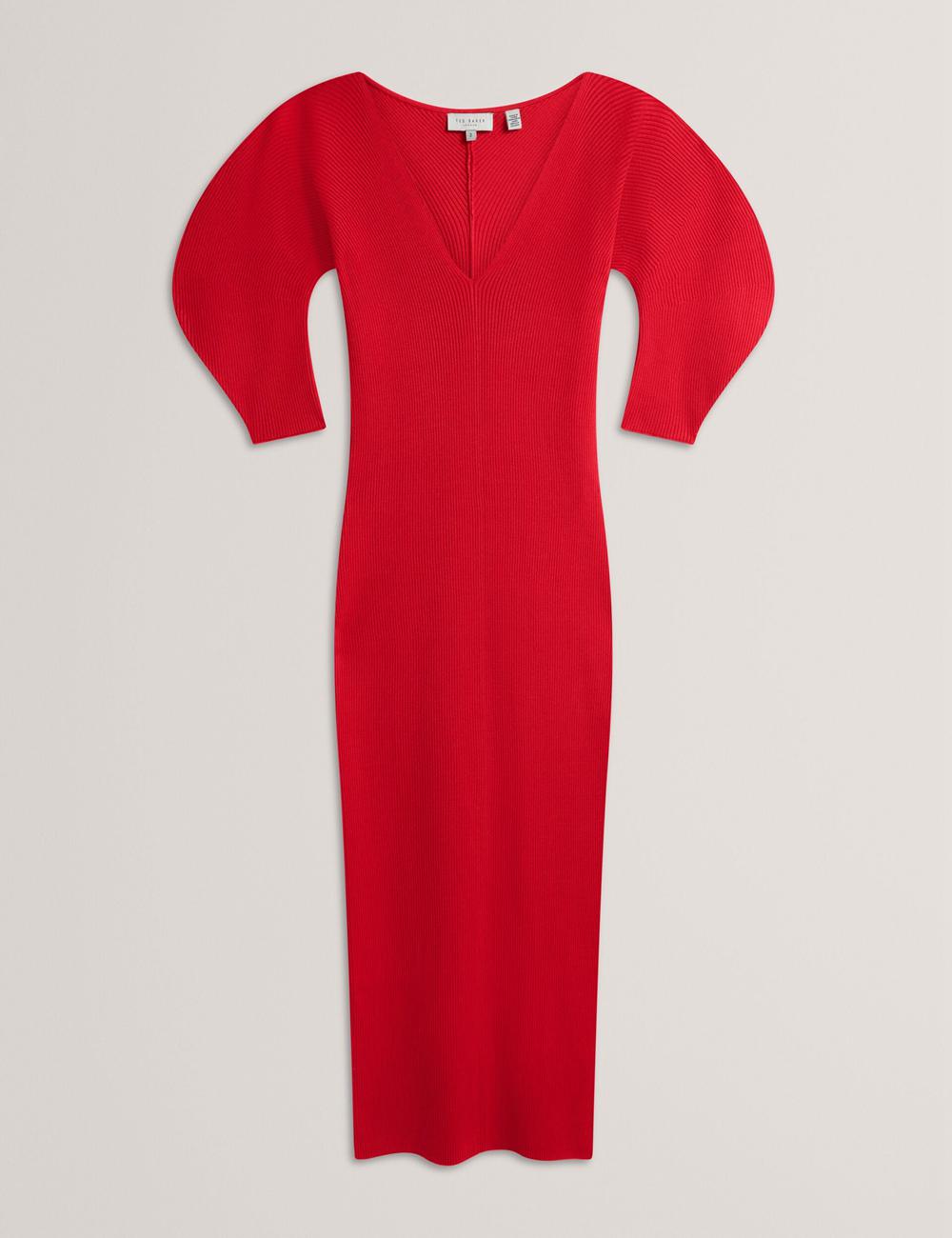 Ted Baker PRICILA - Shaped Sleeve Knitted Bodycon ミディドレス レディース 赤 | Japan  TJPX-52478