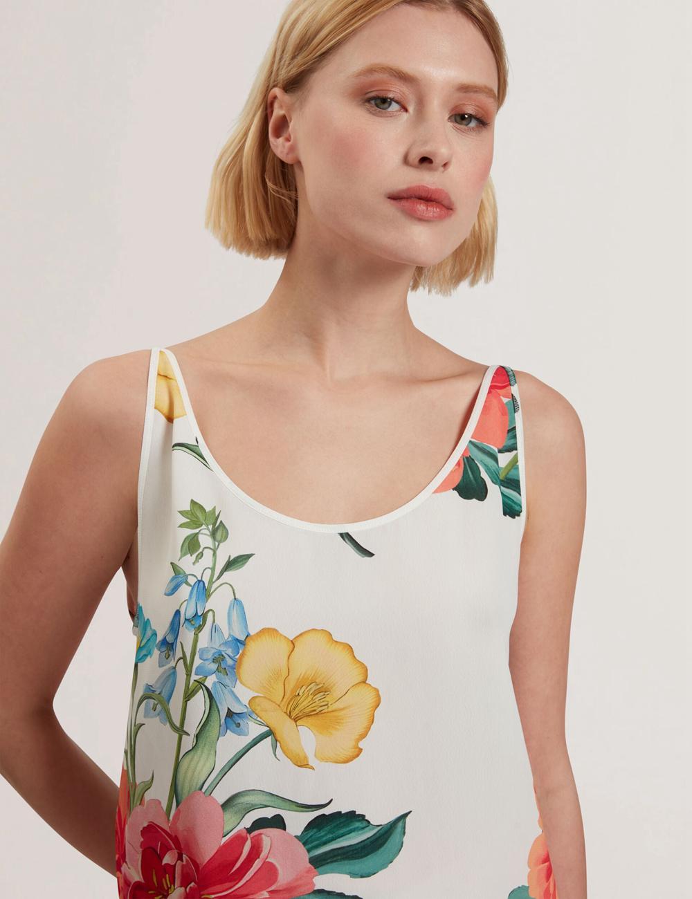 Ted Baker PURRLA - Floral Print Scoop Neck Sleeveless トップス レディース 白 | Japan  JQDG-42937