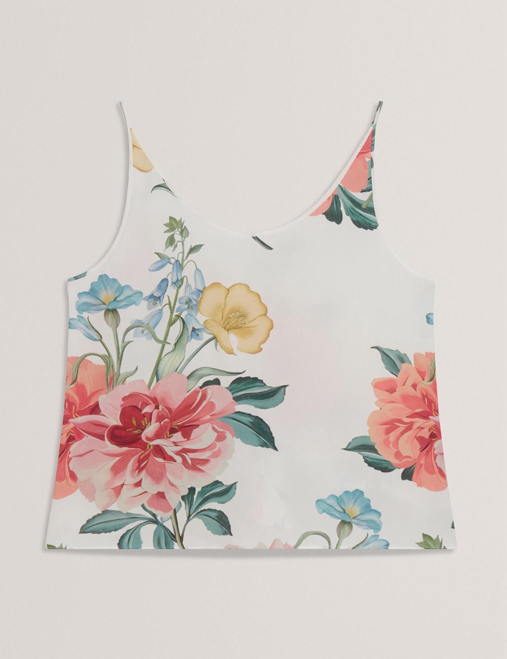 Ted Baker PURRLA - Floral Print Scoop Neck Sleeveless トップス レディース 白 | Japan  JQDG-42937