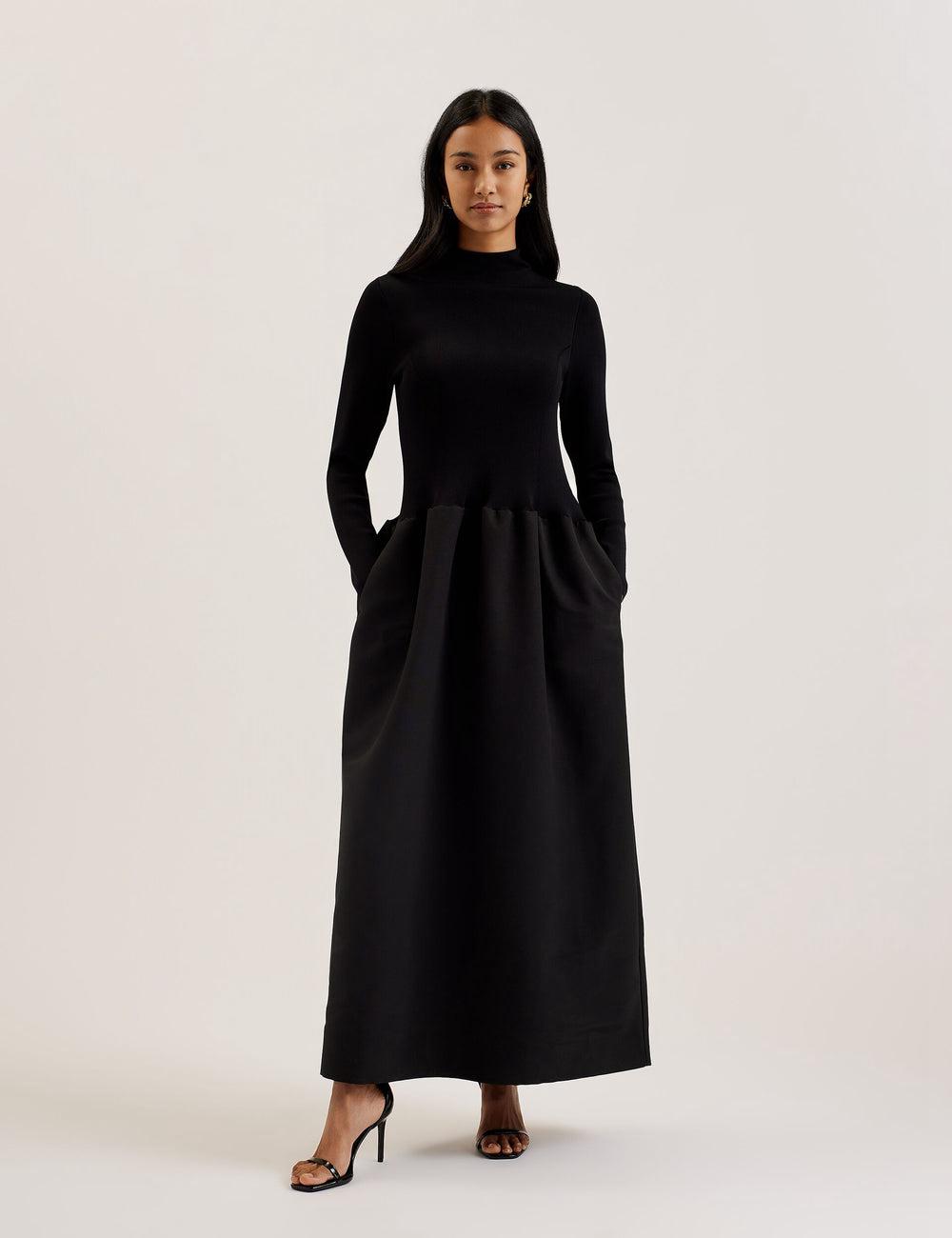 Ted Baker PYLIA - Structured With Knitted Bodice マキシドレス レディース 黒 | Japan  SULH-35861