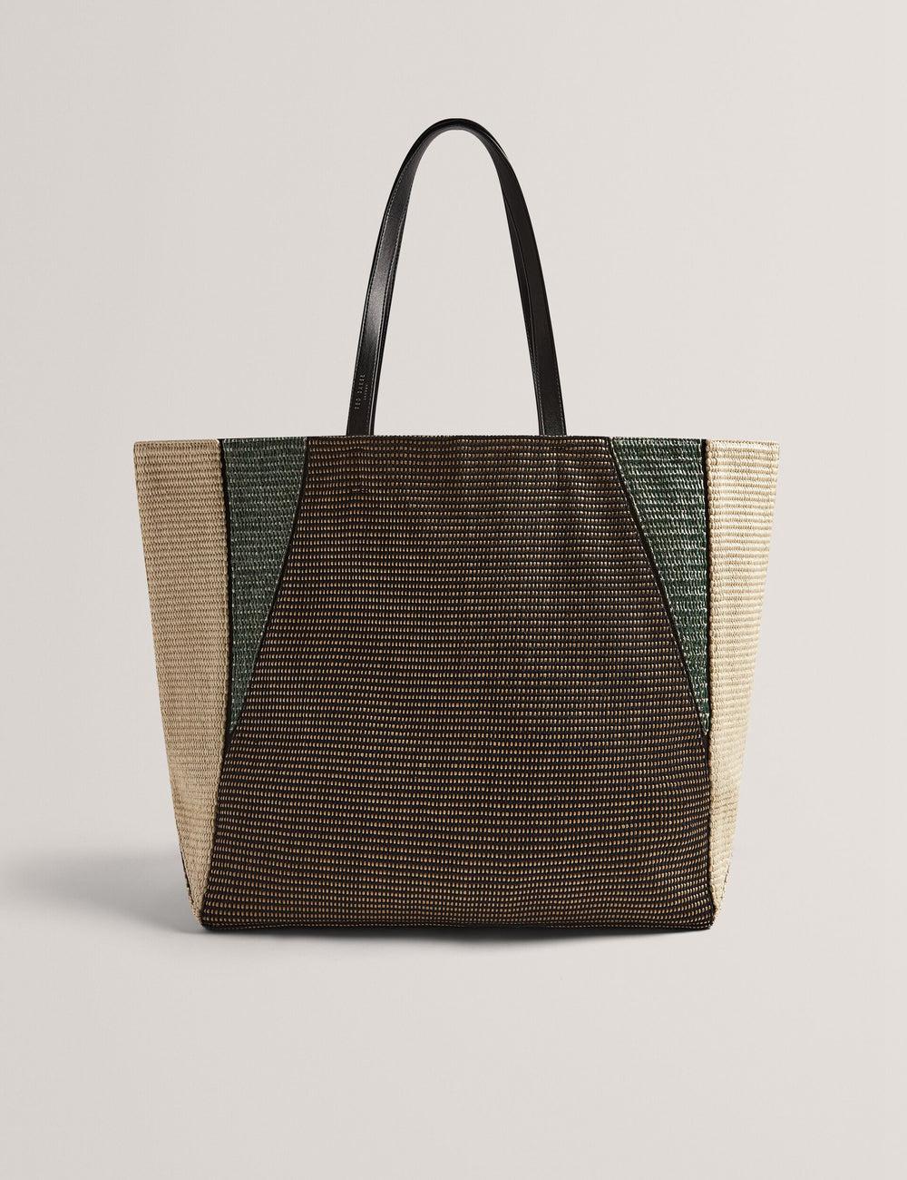 Ted Baker RAFIYA - Woven Colour Block Folding Shopper ショッピングバッグ レディース 黒 | Japan  PCQE-58146