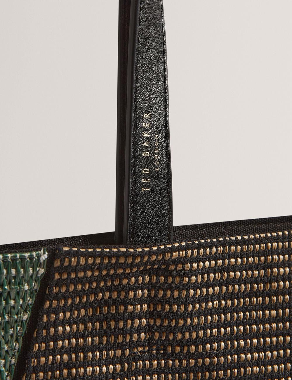 Ted Baker RAFIYA - Woven Colour Block Folding Shopper ショッピングバッグ レディース 黒 | Japan  PCQE-58146