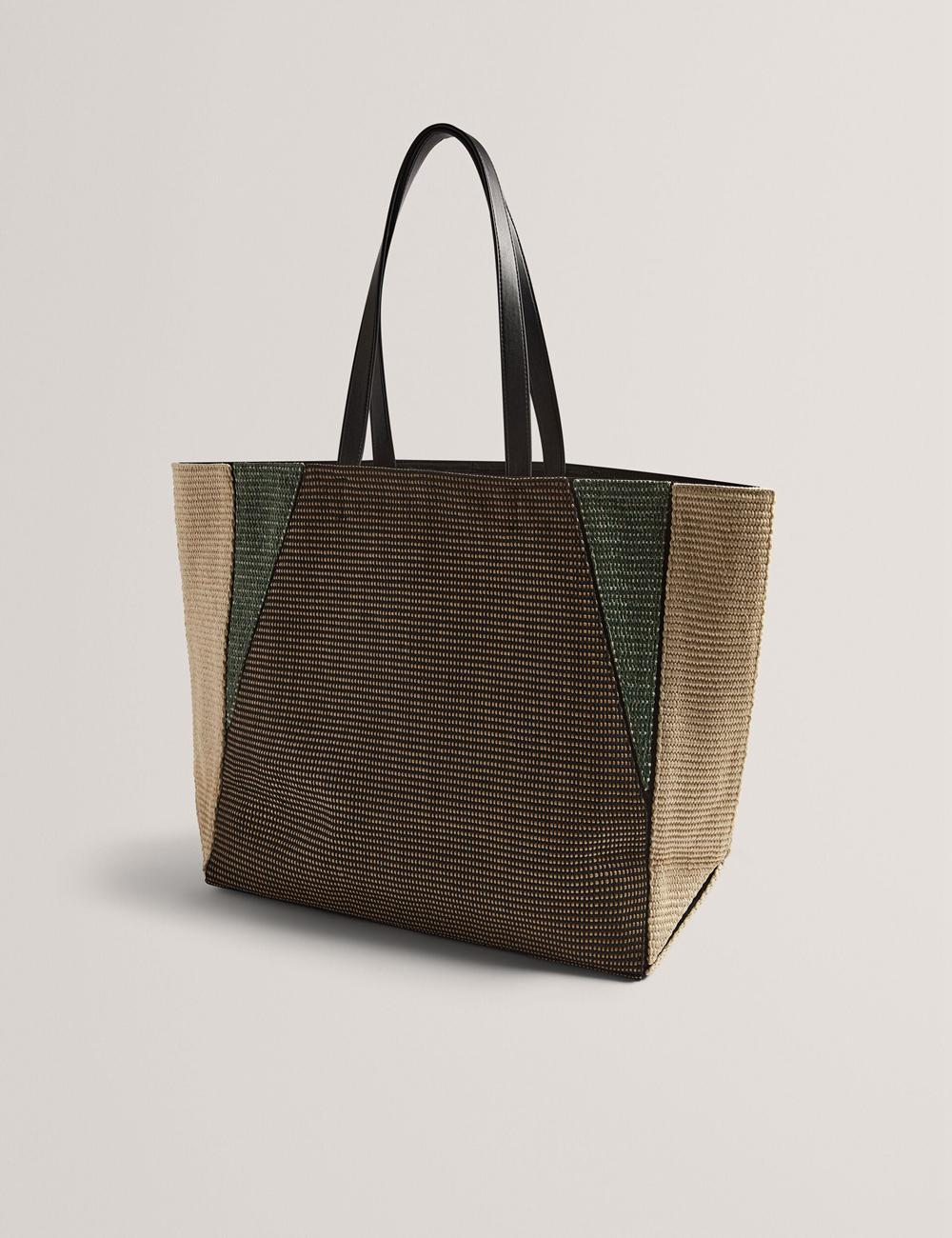Ted Baker RAFIYA - Woven Colour Block Folding Shopper ショッピングバッグ レディース 黒 | Japan  PCQE-58146