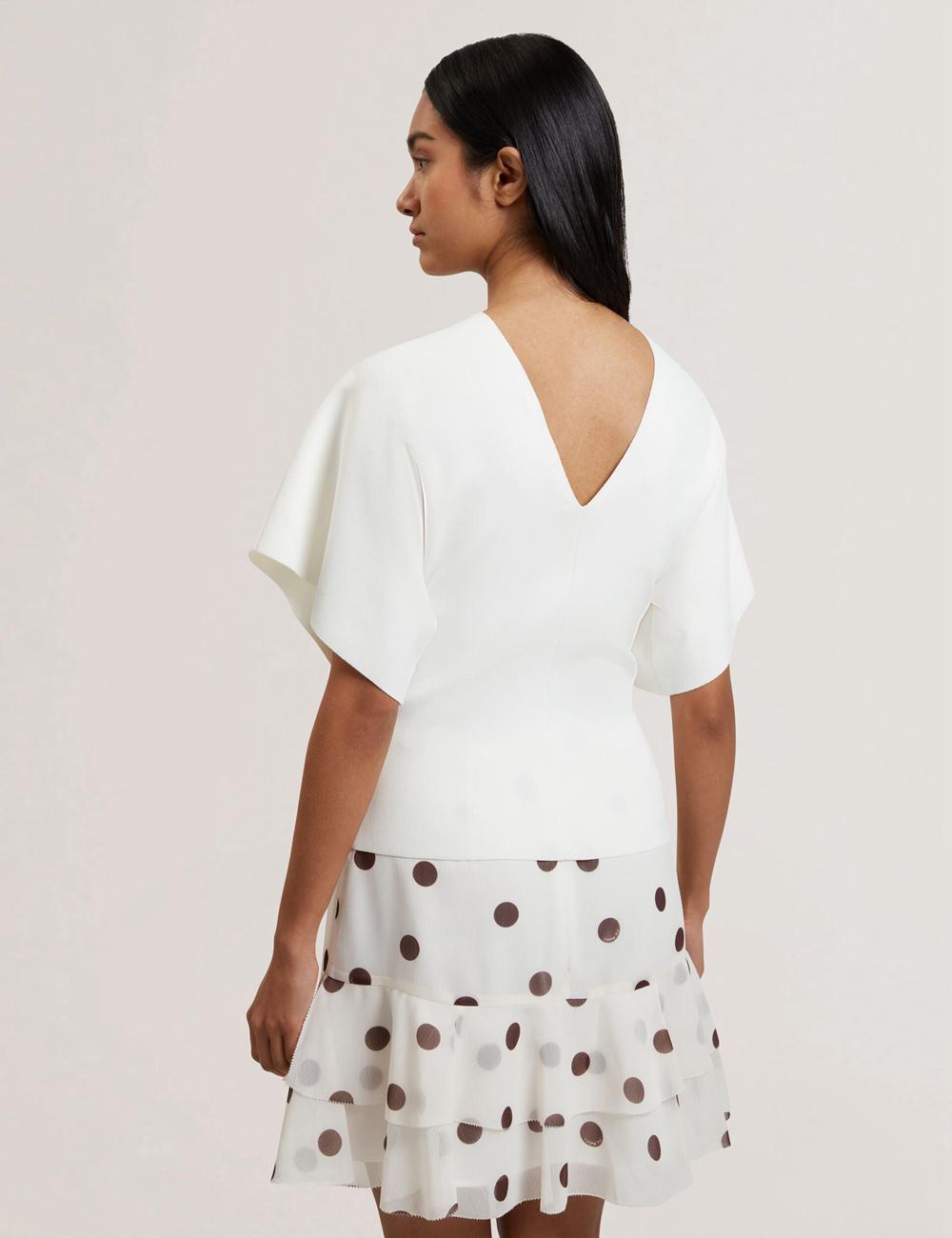 Ted Baker REGINAH - Wide Short Sleeve V-Neck Knitted トップス レディース Ivory | Japan  ZWNT-87231