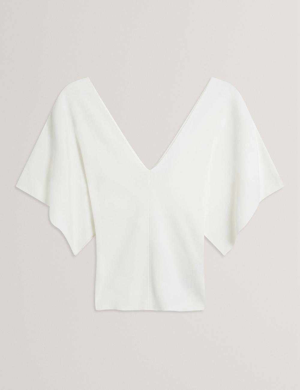 Ted Baker REGINAH - Wide Short Sleeve V-Neck Knitted トップス レディース Ivory | Japan  ZWNT-87231