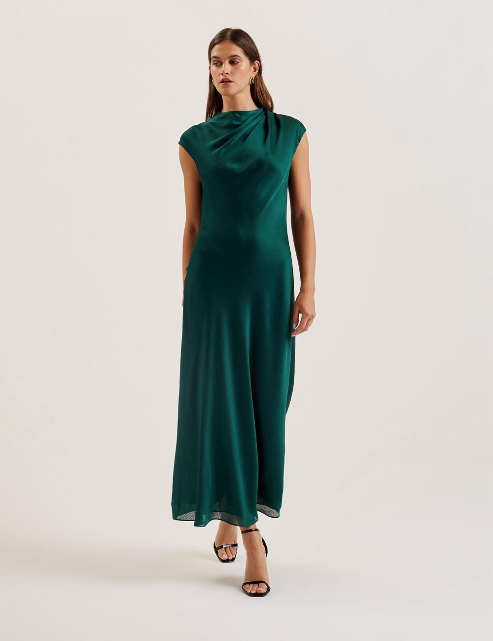 Ted Baker RIMINI - Chiffon Drape Neck Detail マキシドレス レディース 緑 | Japan  UEAK-28451