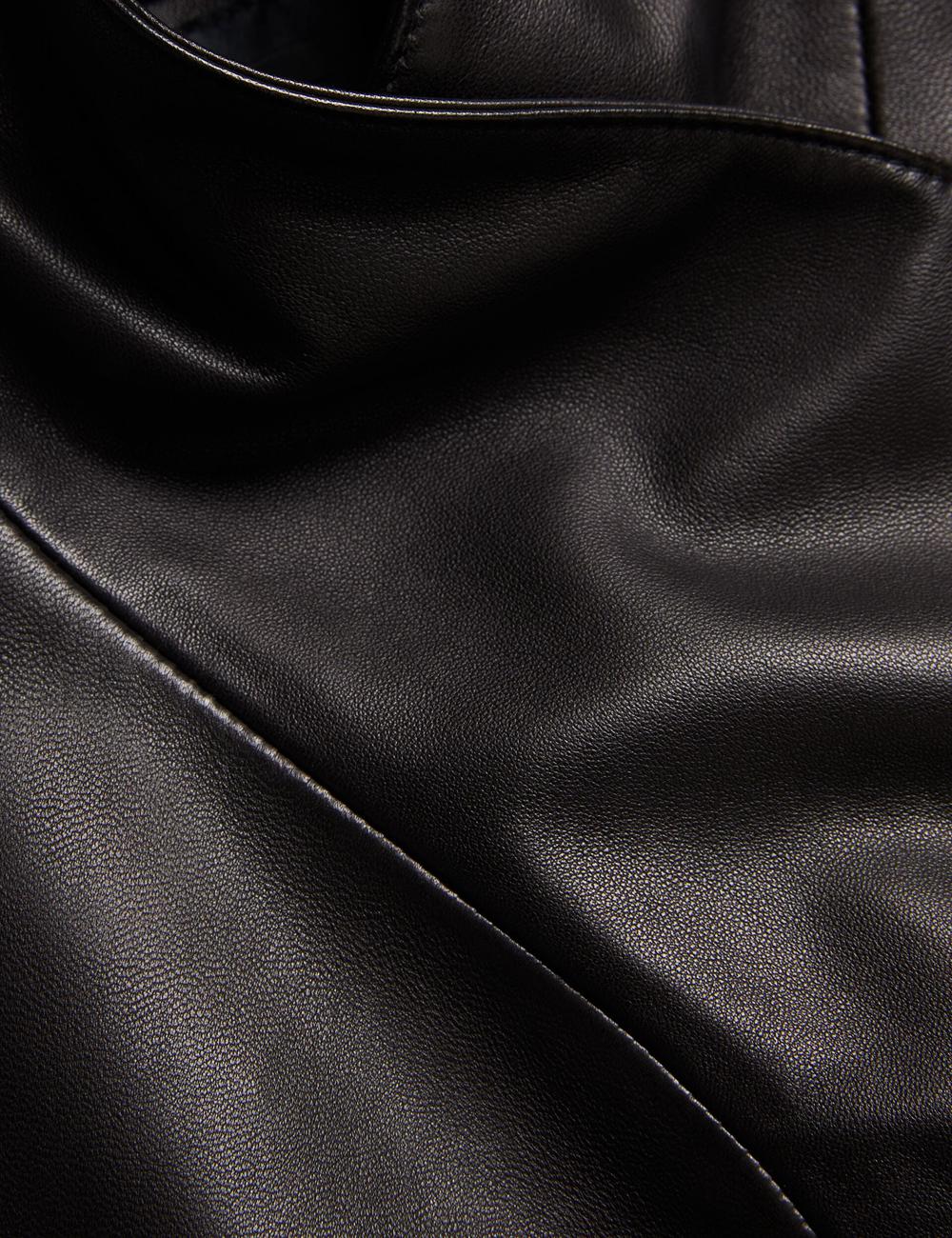 Ted Baker RIYOZE - Wrap Front Cropped Leather ジャケット レディース 黒 | Japan  IKDC-05346
