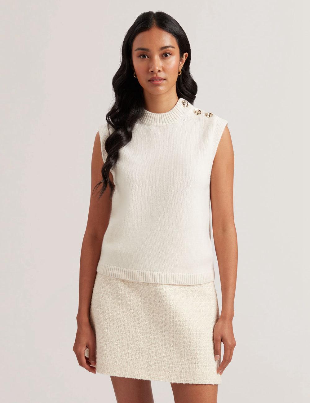 Ted Baker RONDHER - Rose Button Wool Knit トップス レディース Ivory | Japan  WUIX-73564