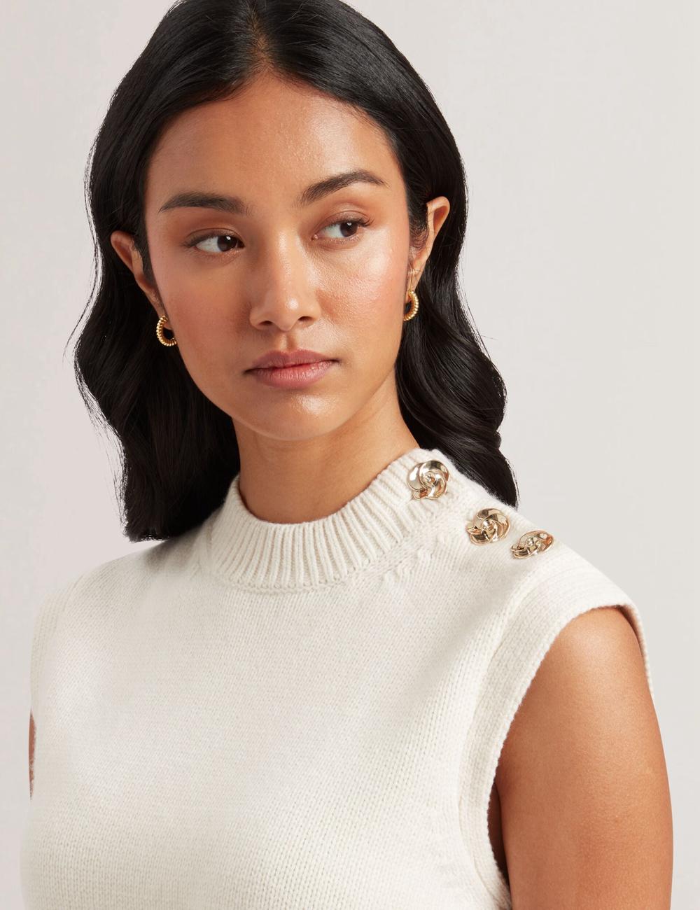 Ted Baker RONDHER - Rose Button Wool Knit トップス レディース Ivory | Japan  WUIX-73564