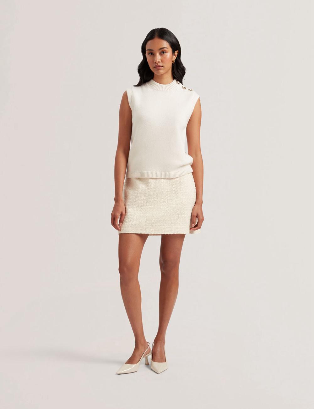 Ted Baker RONDHER - Rose Button Wool Knit トップス レディース Ivory | Japan  WUIX-73564