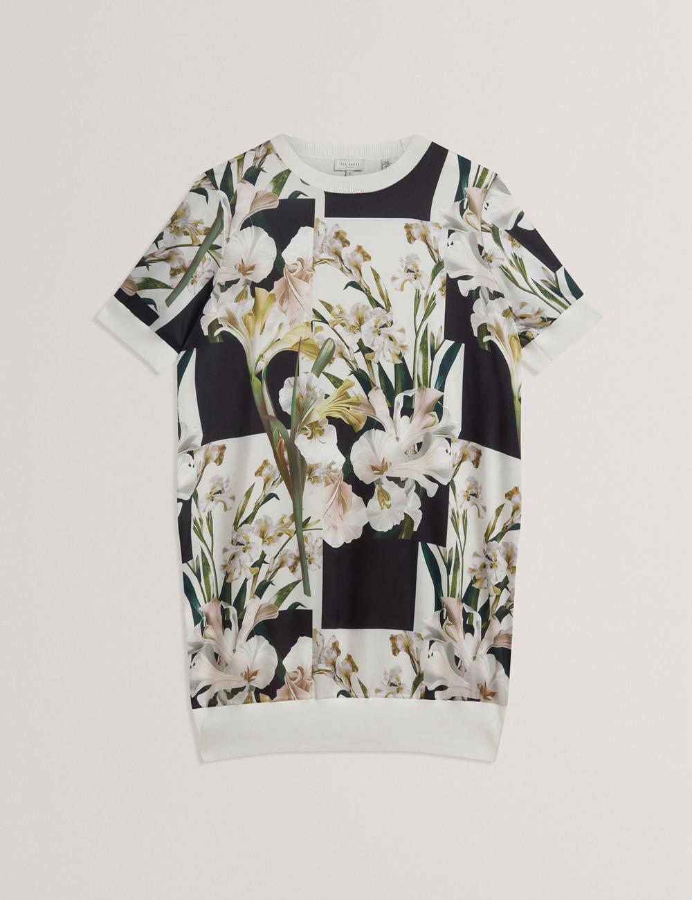 Ted Baker RONEEA - Printed Front Knitted ミニドレス レディース Ivory | Japan  WOBU-03497