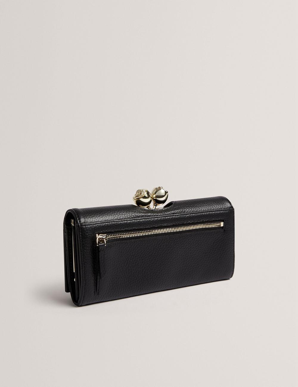 Ted Baker ROOSALI - Rose Clasp Large Bifold Leather 財布 レディース 黒 | Japan  QTRZ-29567