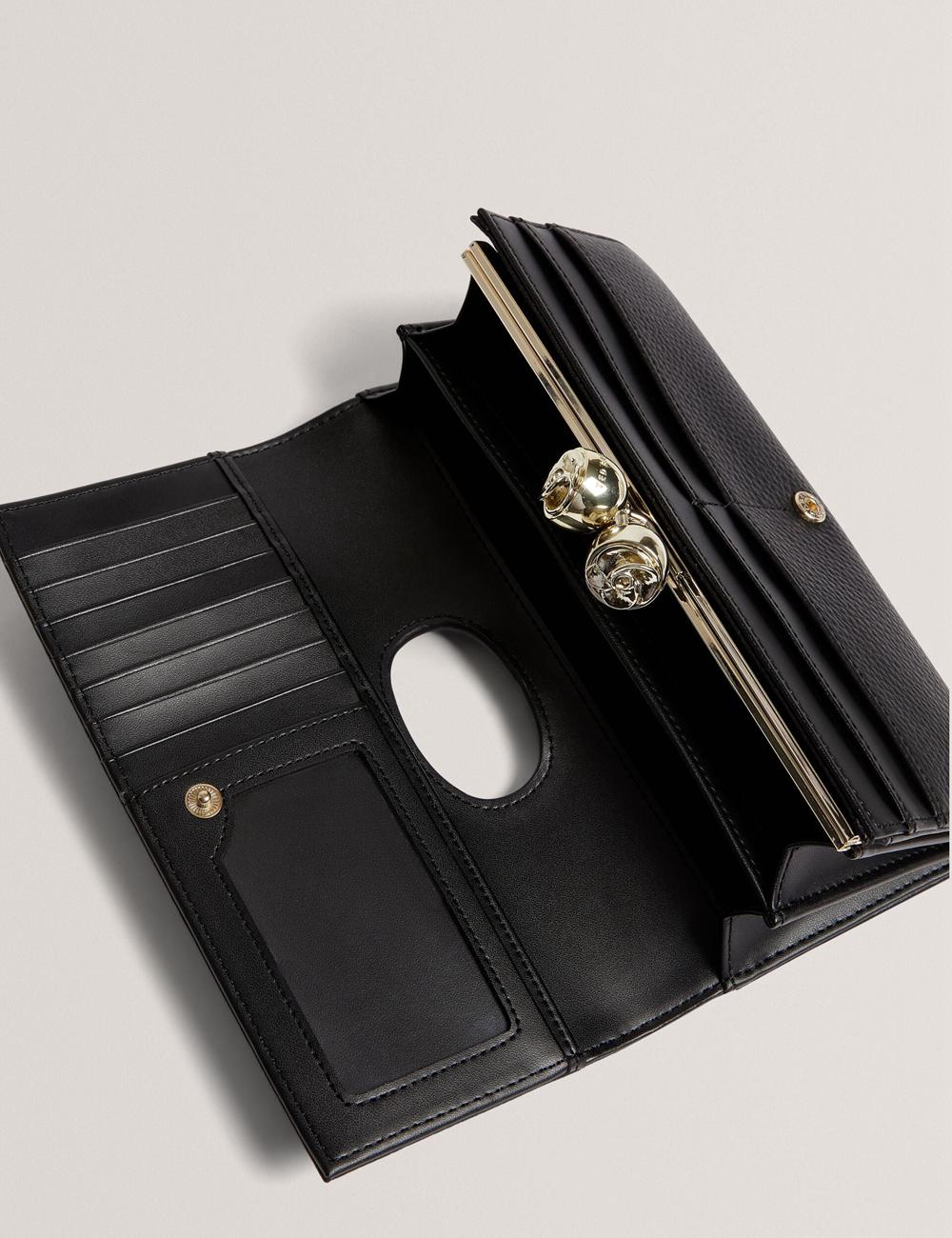 Ted Baker ROOSALI - Rose Clasp Large Bifold Leather 財布 レディース 黒 | Japan  QTRZ-29567