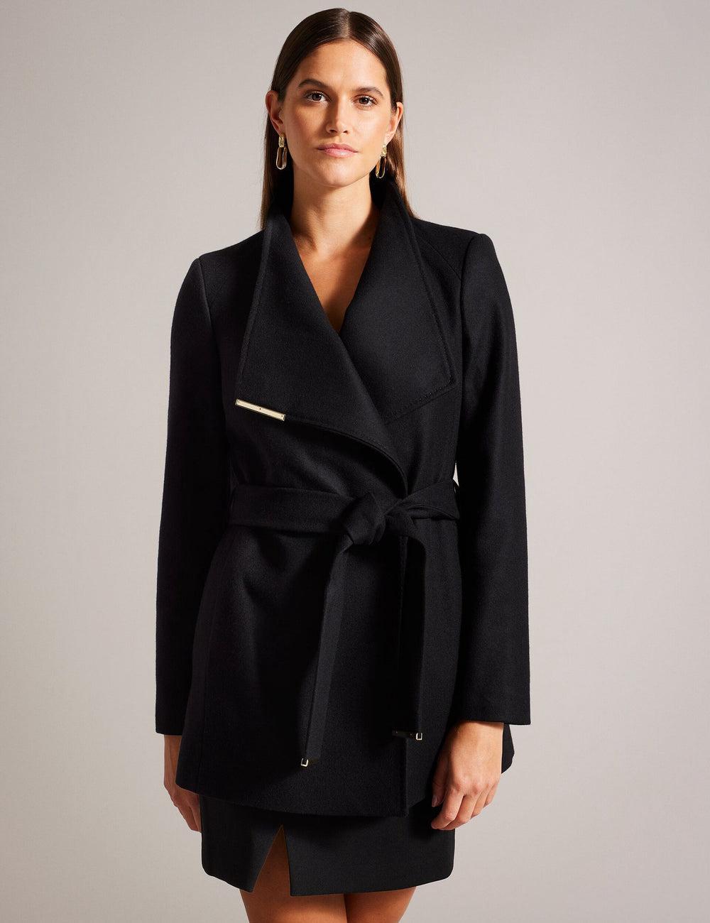 Ted Baker ROSESS - Short Belted Wool Wrap Coat ジャケット レディース 黒 | Japan  HGLF-78420
