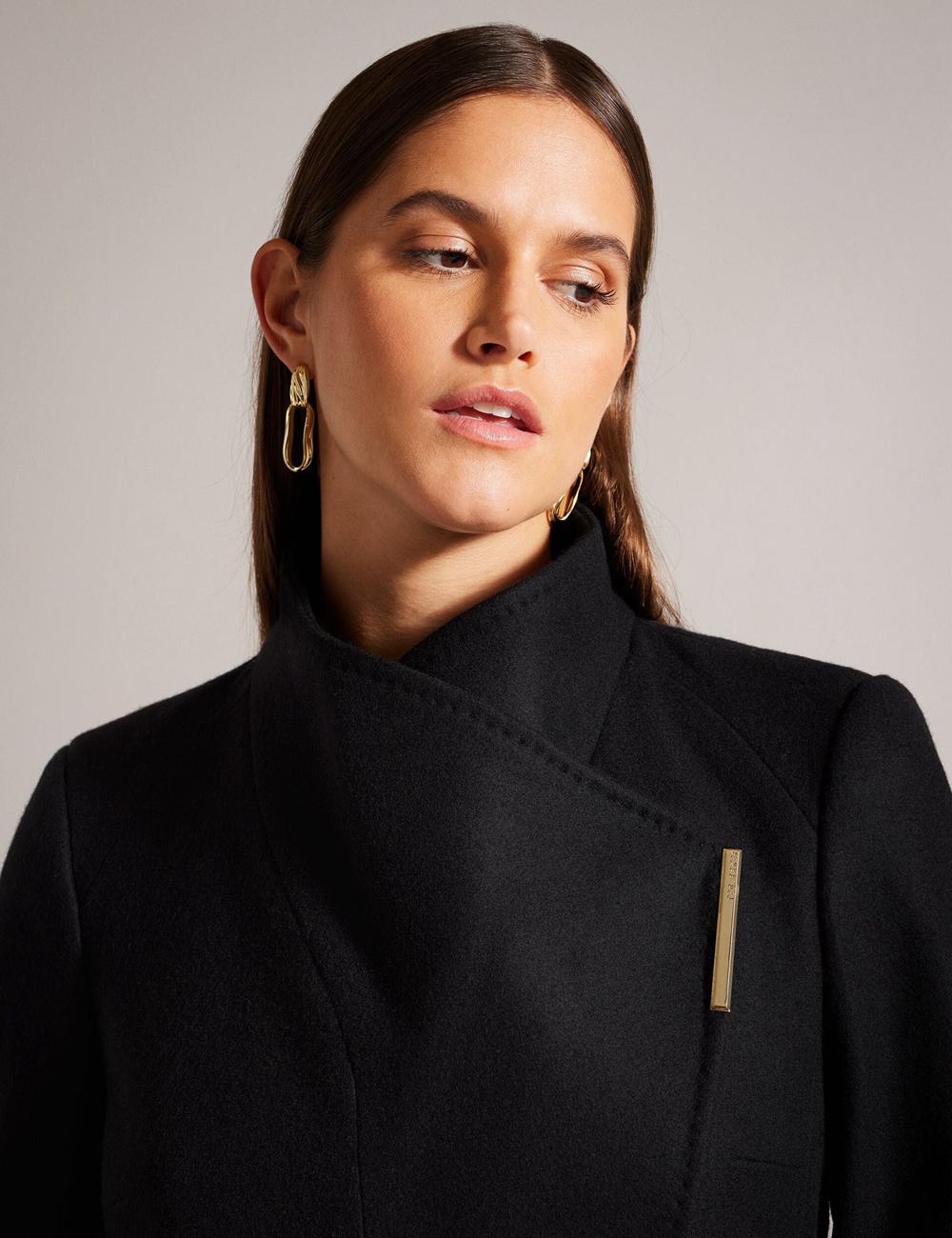 Ted Baker ROSESS - Short Belted Wool Wrap Coat ジャケット レディース 黒 | Japan  HGLF-78420