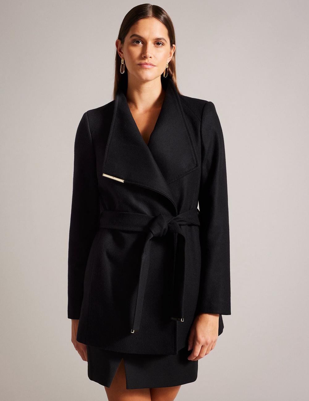 Ted Baker ROSESS - Short Belted Wool Wrap Coat ジャケット レディース 黒 | Japan  HGLF-78420