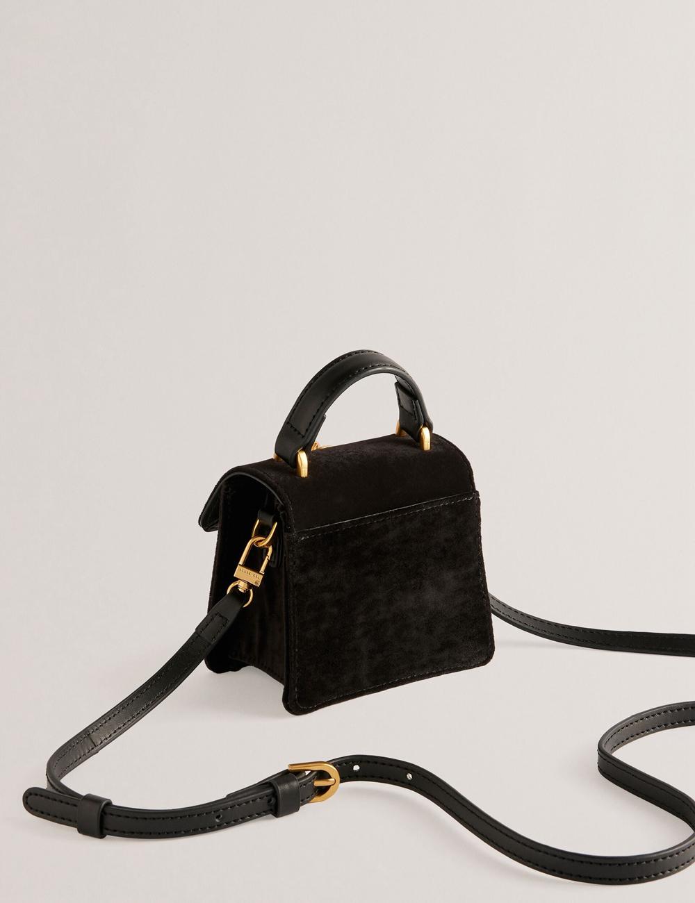 Ted Baker ROSIYA - Mini Velvet Rose Detail Top Handle クロスボディバッグ レディース 黒 | Japan  PQFD-64053