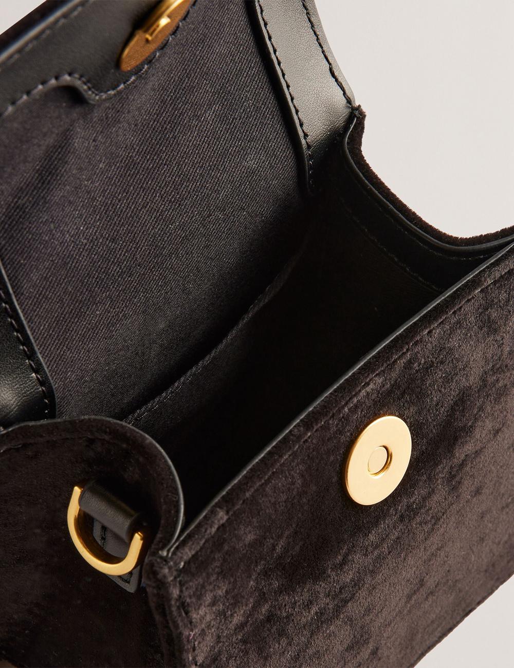 Ted Baker ROSIYA - Mini Velvet Rose Detail Top Handle クロスボディバッグ レディース 黒 | Japan  PQFD-64053