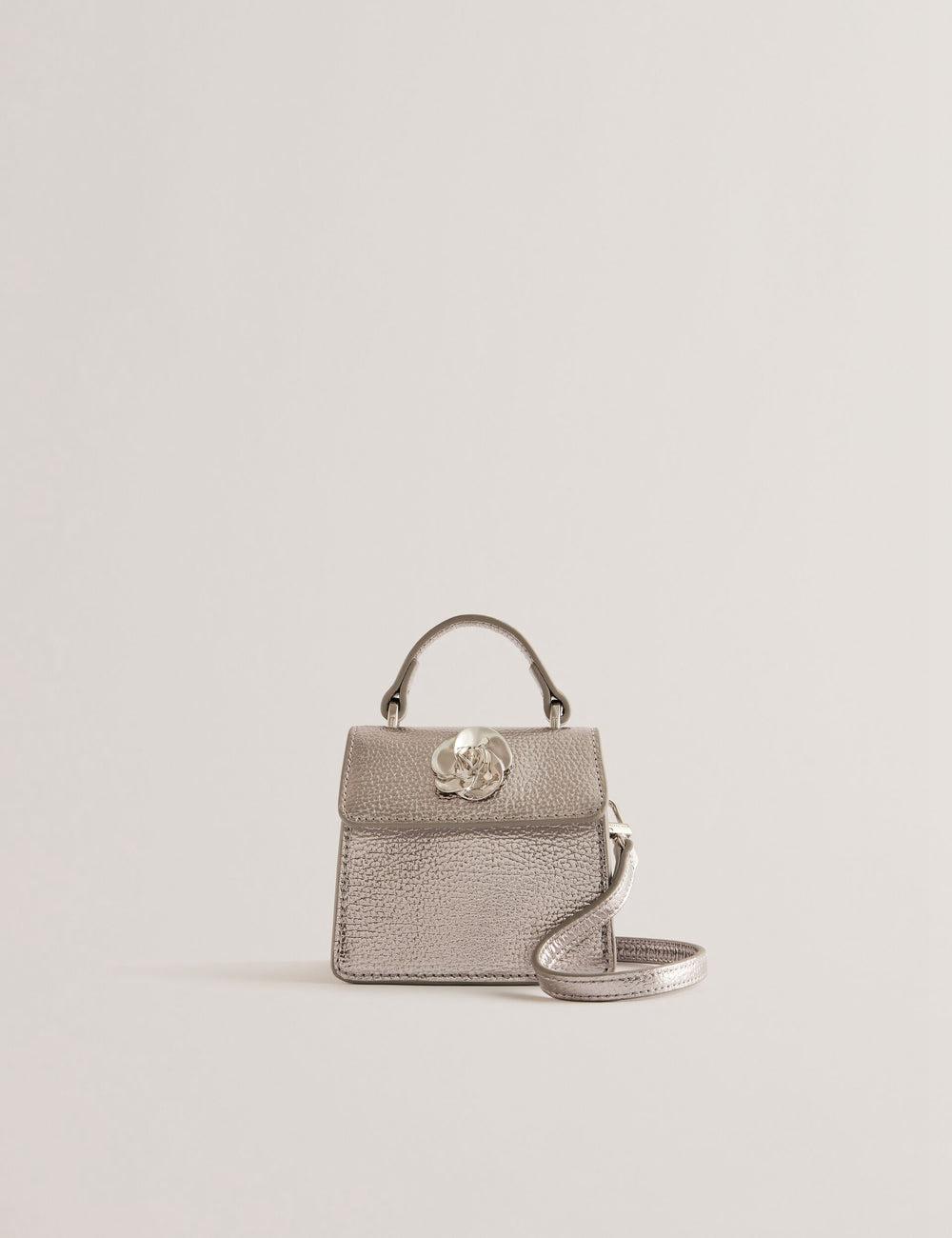 Ted Baker ROSLIE - Metallic Leather Mini Top Handle ショルダーバッグ レディース シルバー | Japan  LHIW-39680