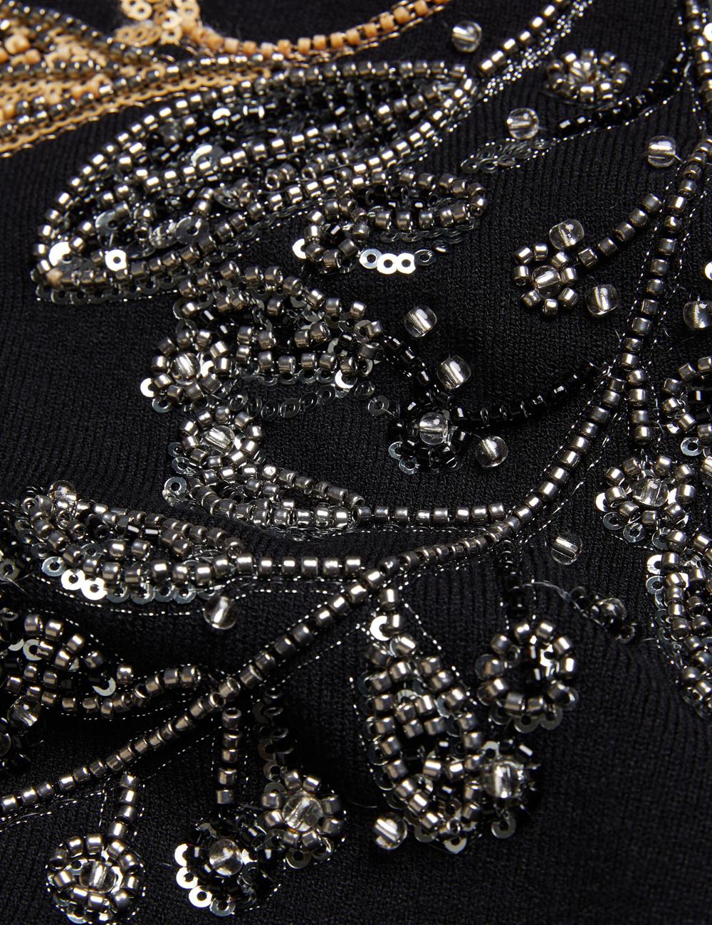 Ted Baker ROSMRRY - Embellished Floral Detail Knitted ジャンパー レディース 黒 | Japan  GHJR-98506