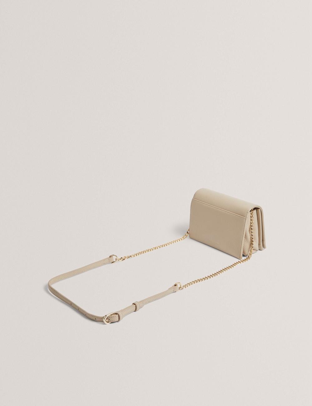 Ted Baker ROUSEN - Bar Detail Fold Over Leather クロスボディバッグ レディース Ecru | Japan  QWSH-97625