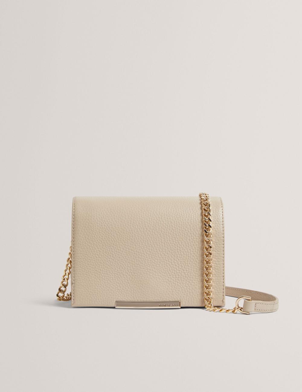 Ted Baker ROUSEN - Bar Detail Fold Over Leather クロスボディバッグ レディース Ecru | Japan  QWSH-97625