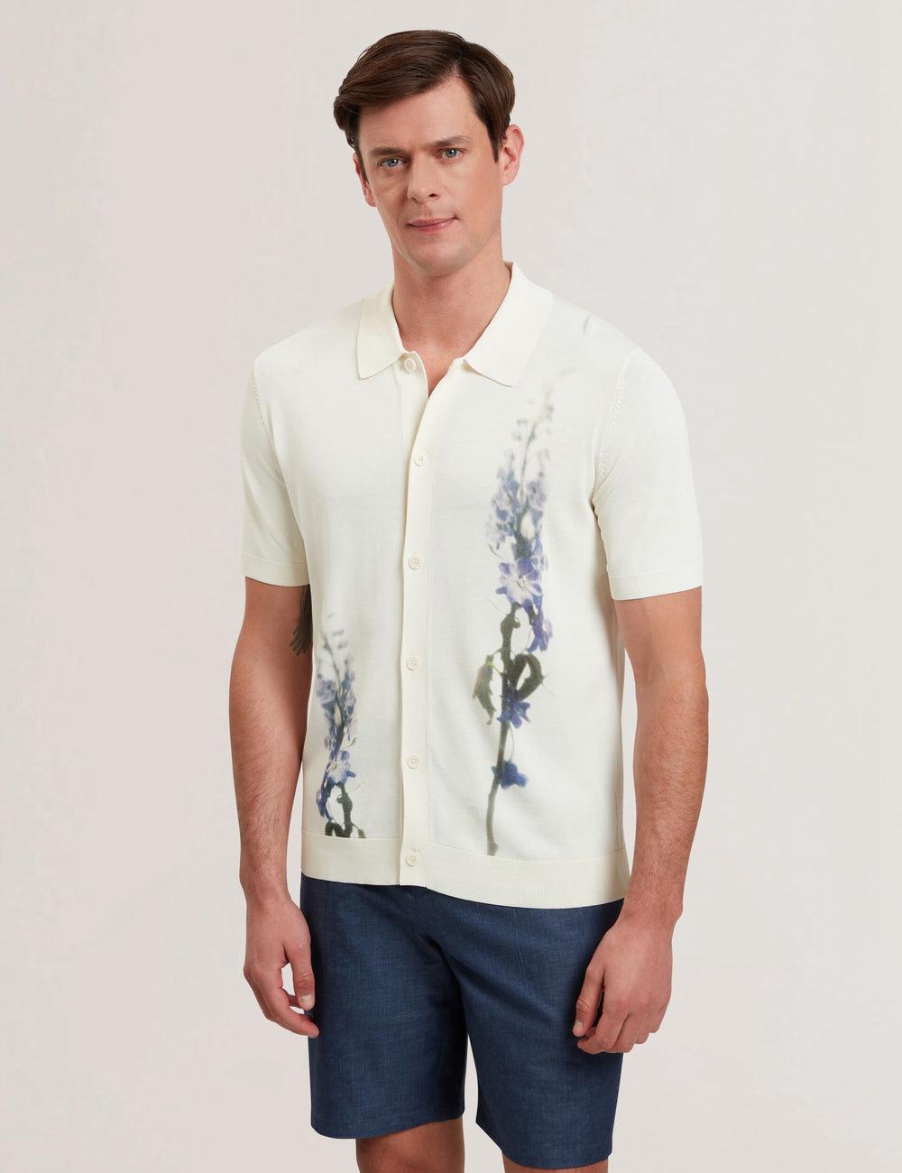 Ted Baker RUITS - Short Sleeve Floral Placement ポロシャツ メンズ Ecru | Japan  UWTO-89235