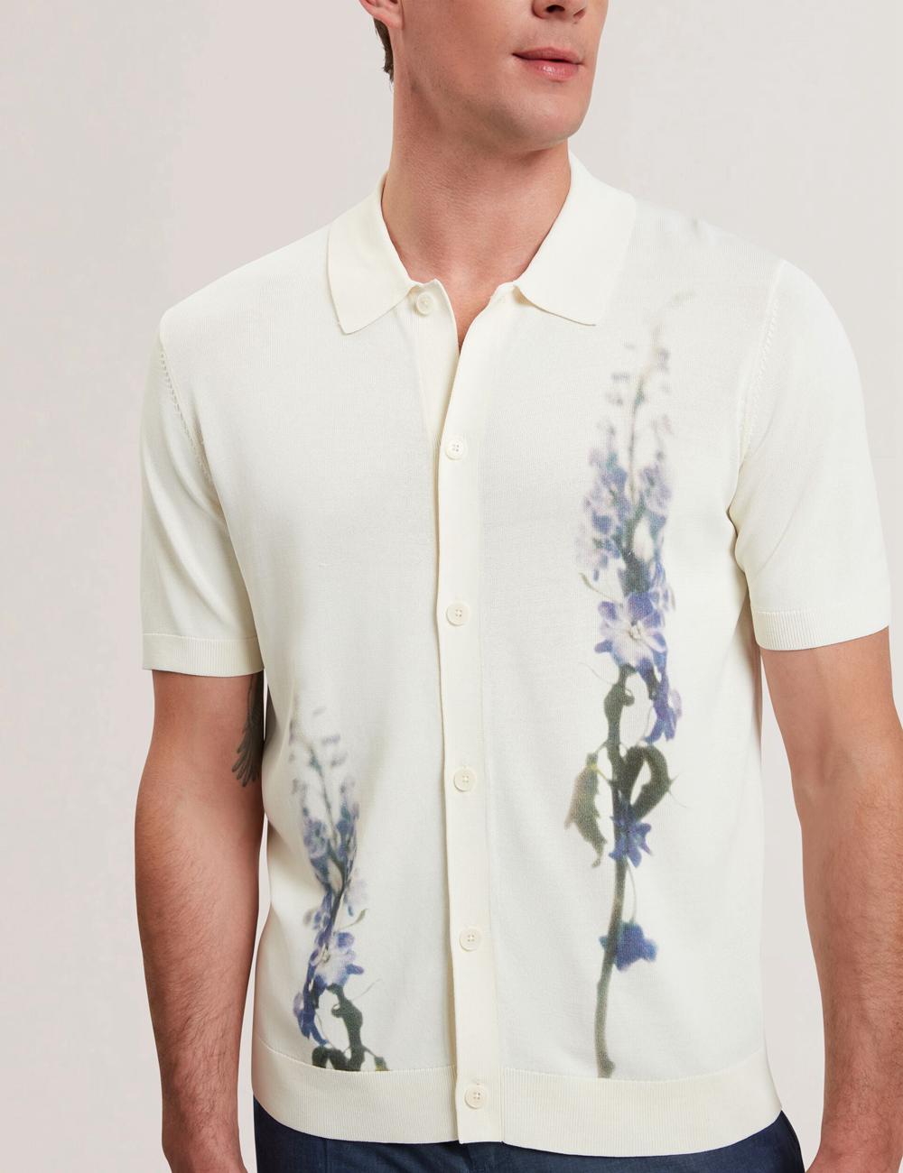 Ted Baker RUITS - Short Sleeve Floral Placement ポロシャツ メンズ Ecru | Japan  UWTO-89235