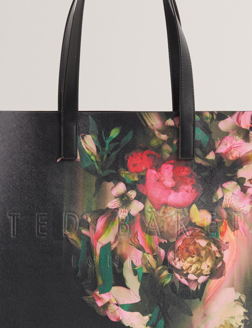 Ted Baker SALIINA - Floral Print Wide Icon トートバッグ レディース 黒 | Japan  XFEZ-12843