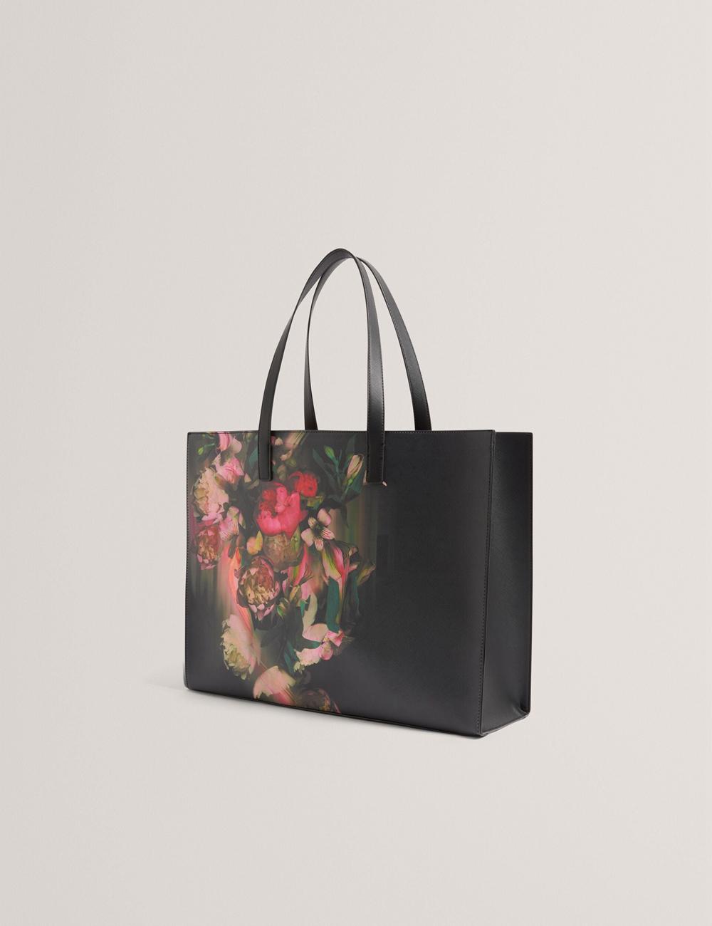 Ted Baker SALIINA - Floral Print Wide Icon トートバッグ レディース 黒 | Japan  XFEZ-12843