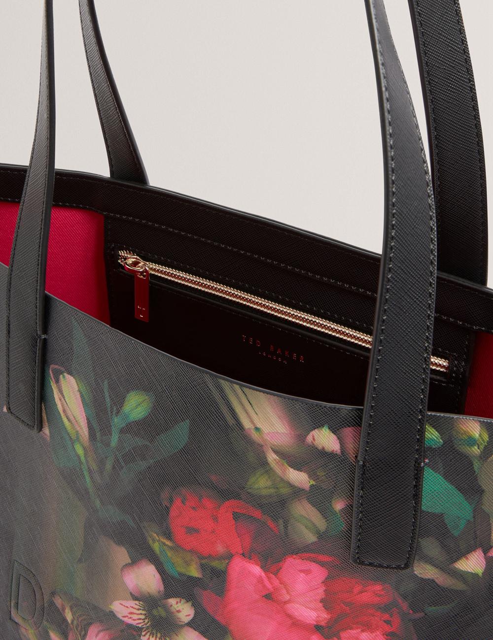 Ted Baker SALIINA - Floral Print Wide Icon トートバッグ レディース 黒 | Japan  XFEZ-12843