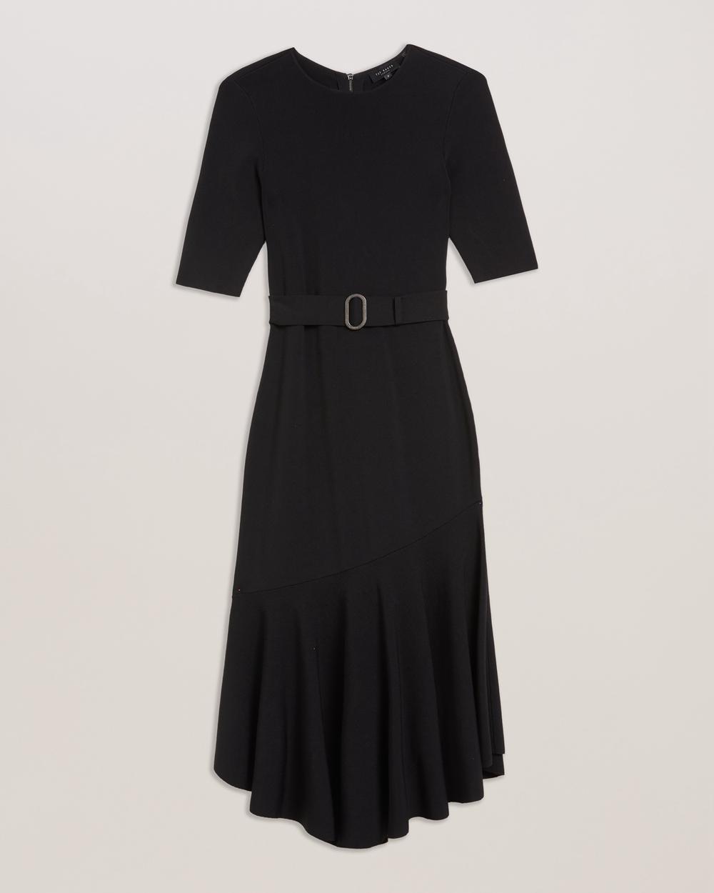 Ted Baker SAMALEE - Flippy Hem Knitted ミディドレス レディース 黒 | Japan  FMDP-39864
