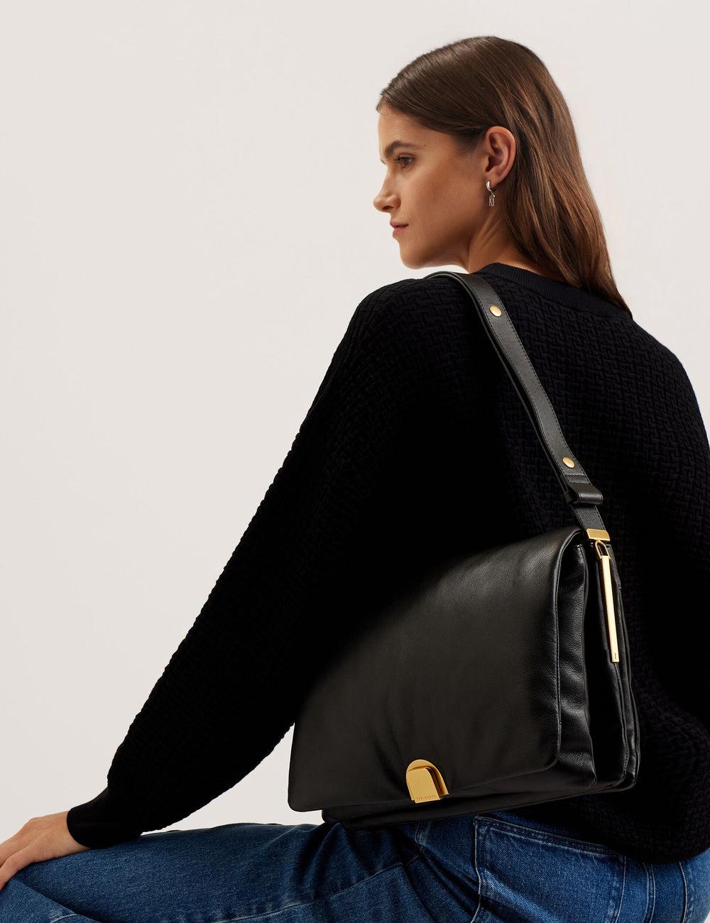 Ted Baker SAMILLA - Large Puffy Leather With Lock ショルダーバッグ レディース 黒 | Japan  IPXH-89106