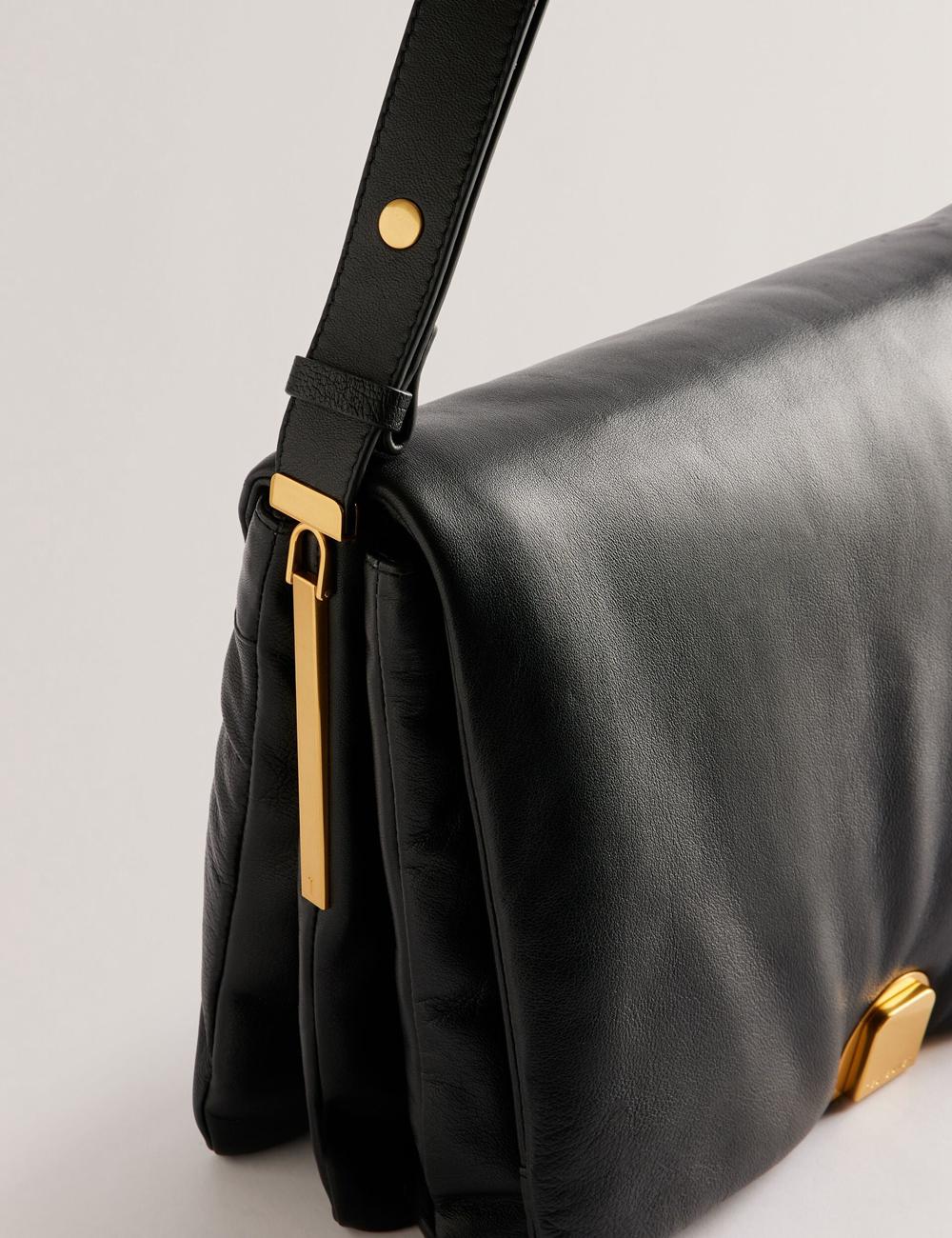 Ted Baker SAMILLA - Large Puffy Leather With Lock ショルダーバッグ レディース 黒 | Japan  IPXH-89106