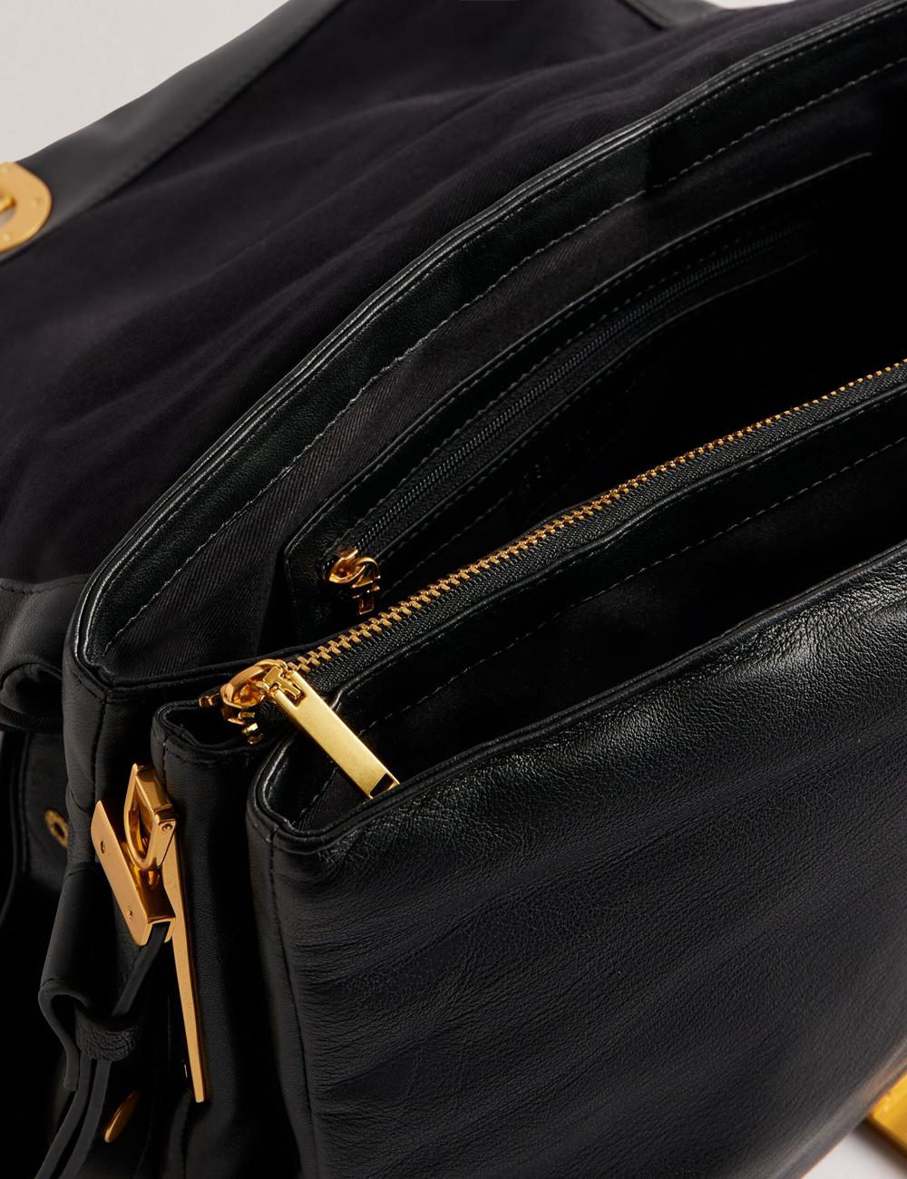 Ted Baker SAMILLA - Large Puffy Leather With Lock ショルダーバッグ レディース 黒 | Japan  IPXH-89106