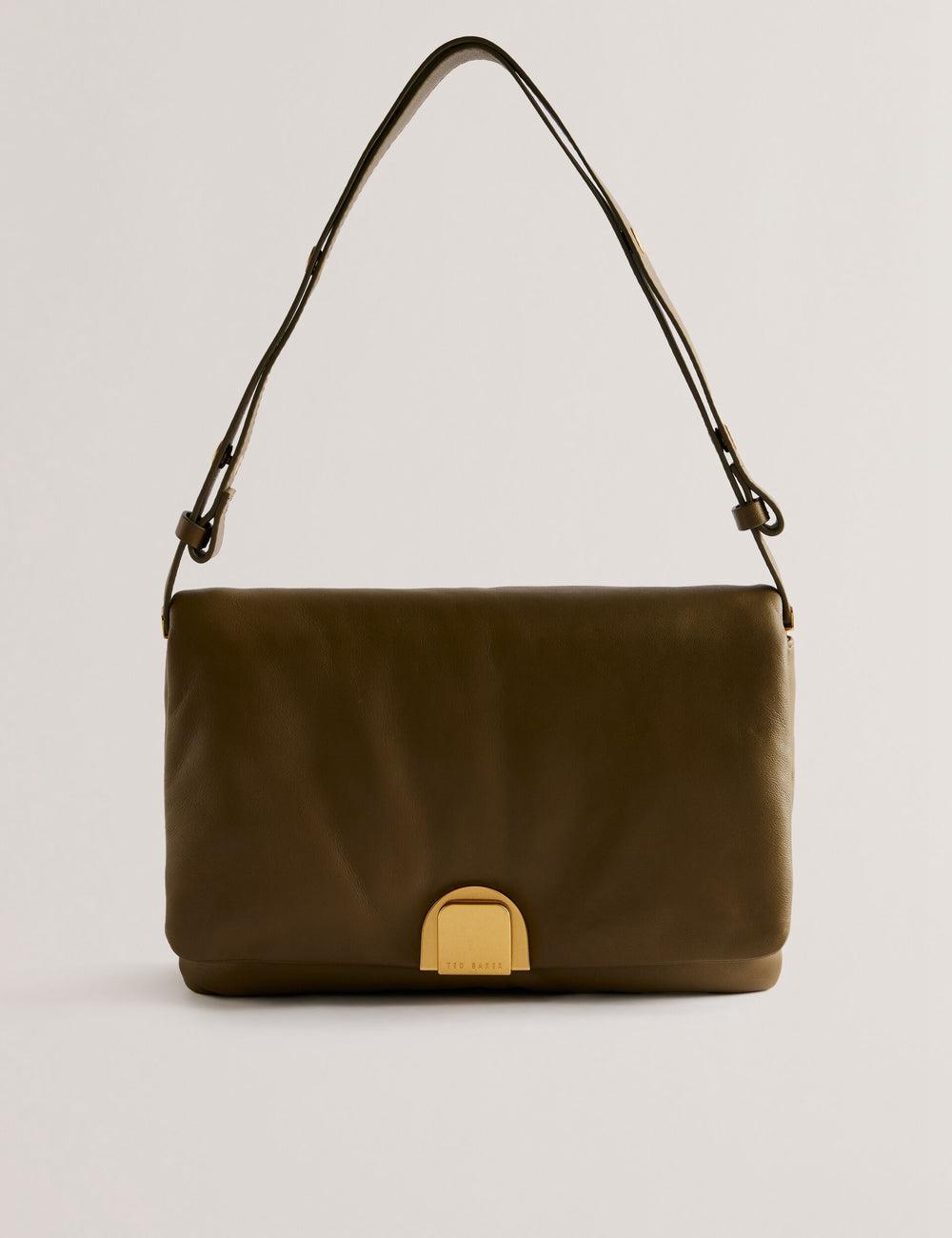 Ted Baker SAMILLI - Lock Detail Leather Puffy ショルダーバッグ レディース カーキ | Japan  LTPD-65873