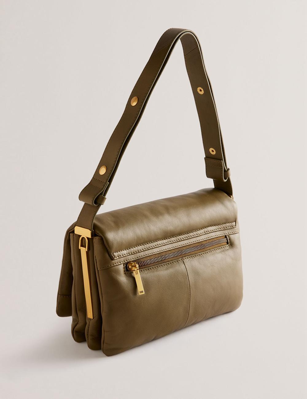 Ted Baker SAMILLI - Lock Detail Leather Puffy ショルダーバッグ レディース カーキ | Japan  LTPD-65873
