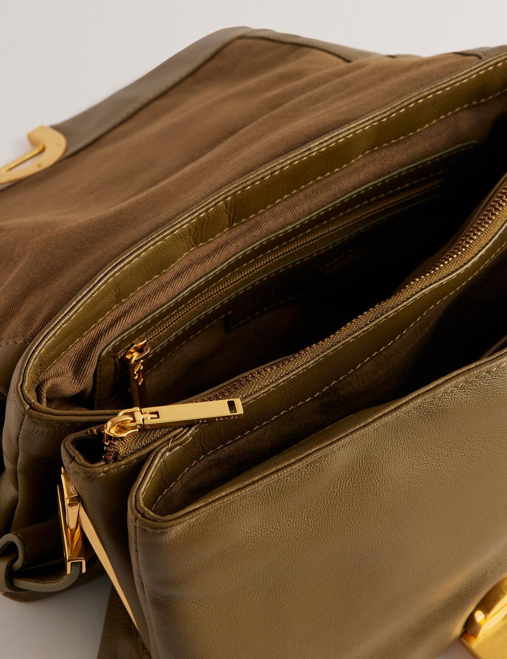 Ted Baker SAMILLI - Lock Detail Leather Puffy ショルダーバッグ レディース カーキ | Japan  LTPD-65873