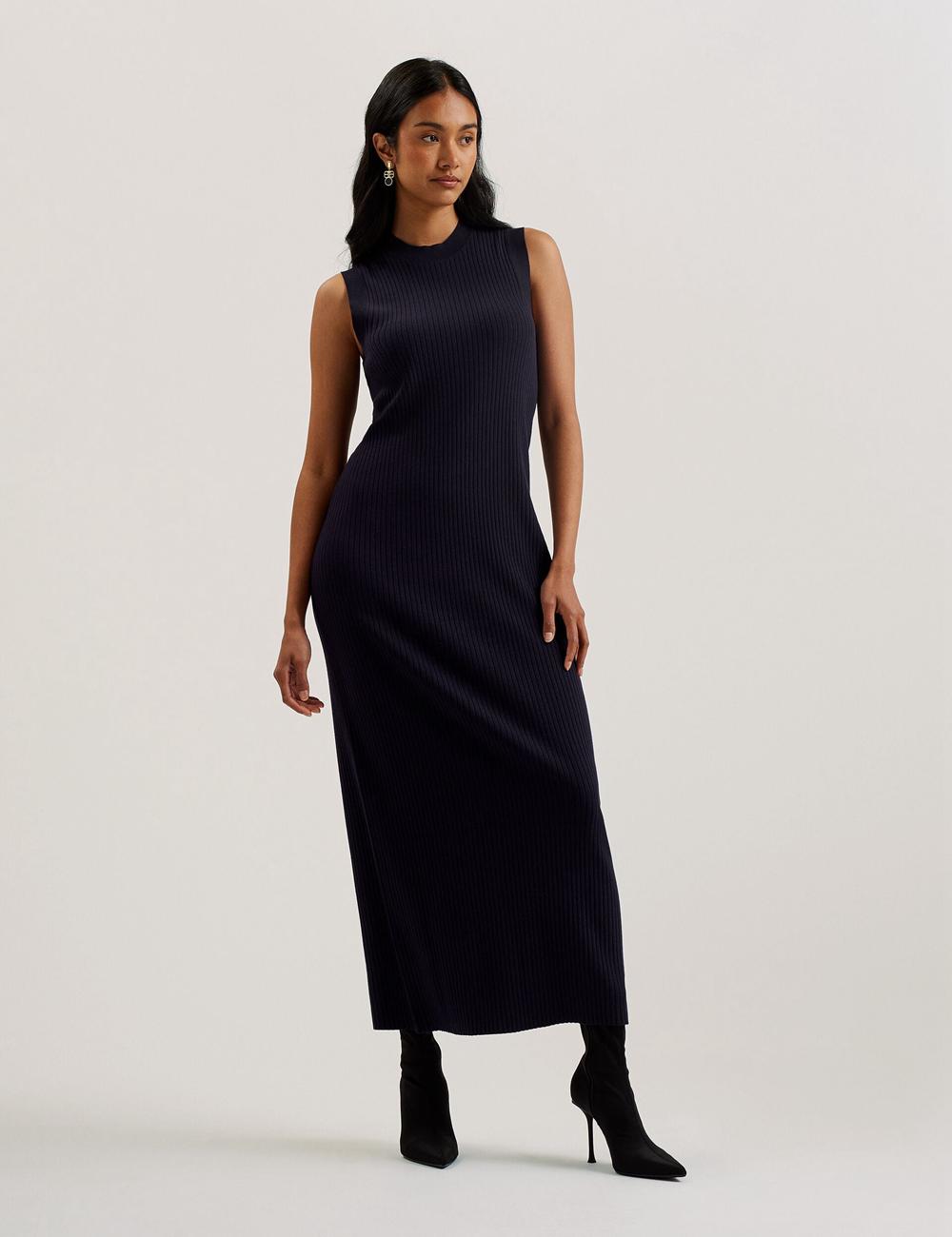 Ted Baker SANDIII - Sleeveless Ribbed Knit Column マキシドレス レディース ネイビー | Japan  LUQF-40316
