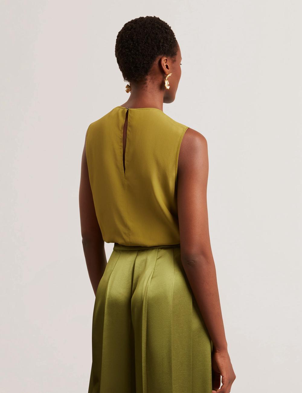 Ted Baker SHAMRA - Silk Blend Seam Detail トップス レディース 緑 | Japan  XLWG-01567